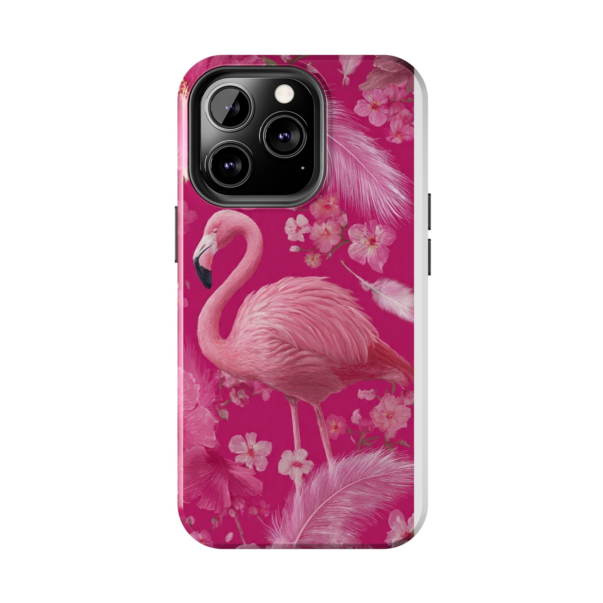 Flamingo Floral Tough Phone Case — Pink Tropical Feather Design
