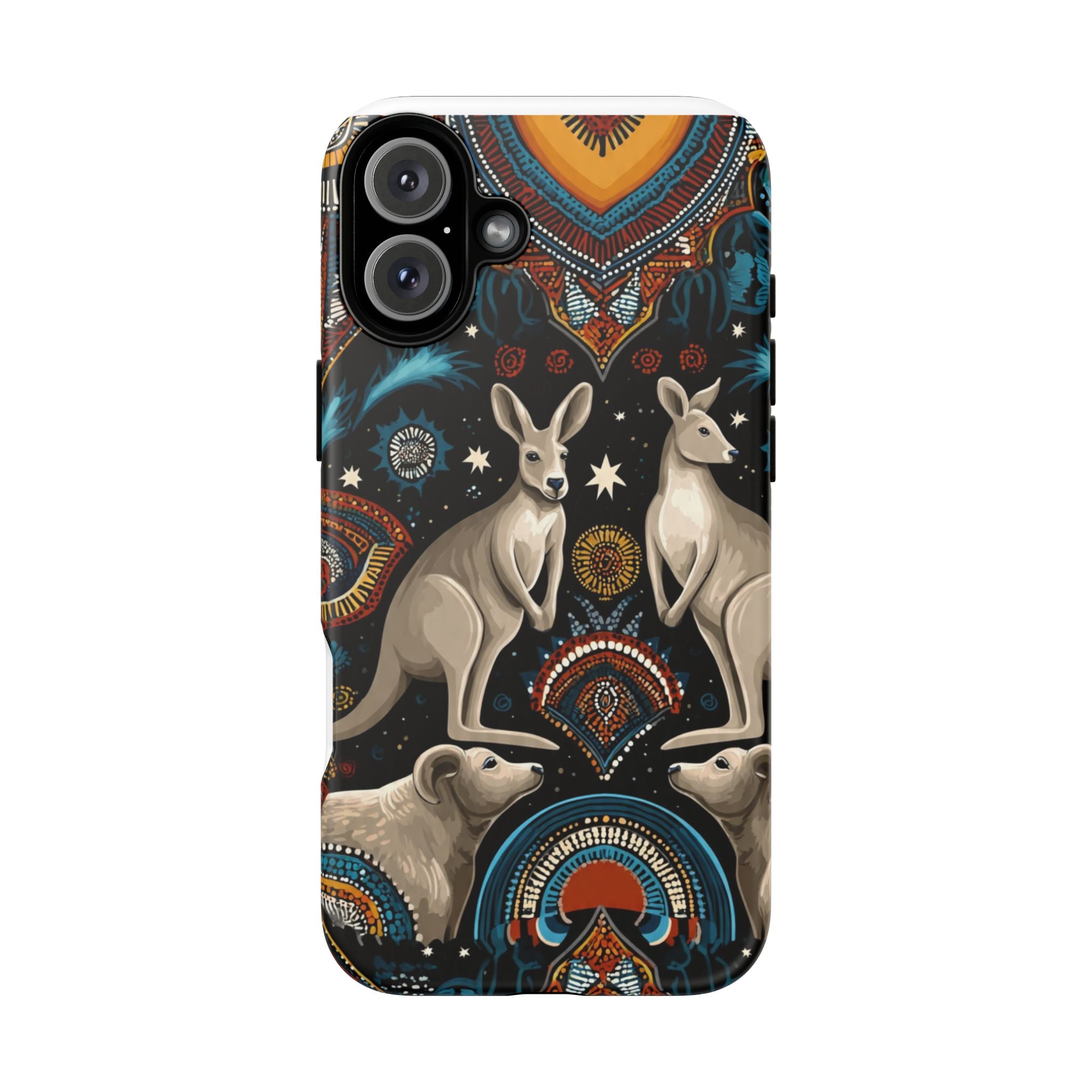 Kangaroo & Boomerang Tough Phone Case — Australian Wildlife Pattern