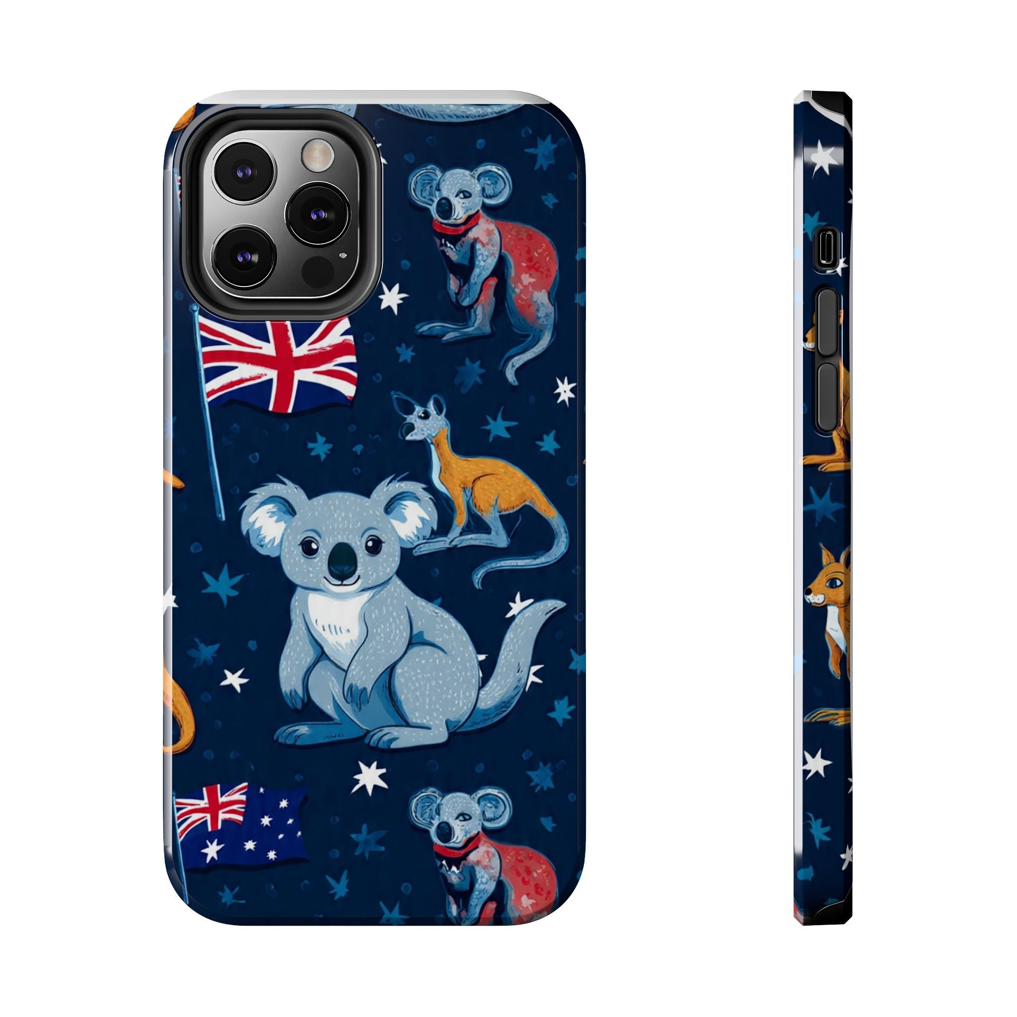 Australian Wildlife Tough Phone Case — Koala & Kangaroo Flag Design