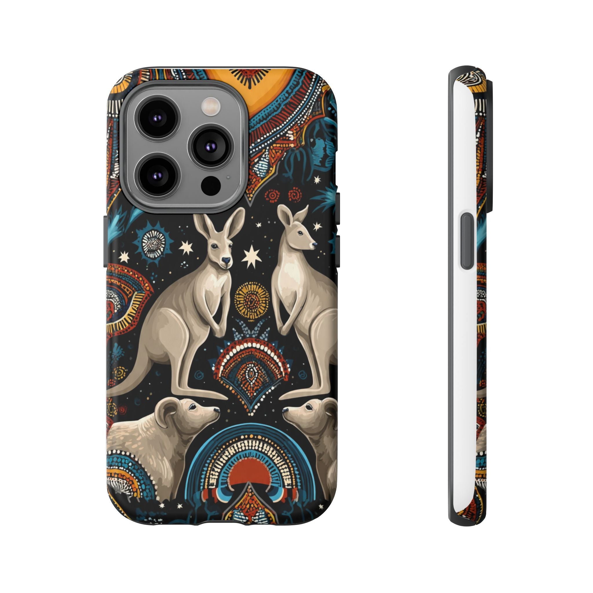 Kangaroo & Boomerang Tough Phone Case — Australian Wildlife Pattern