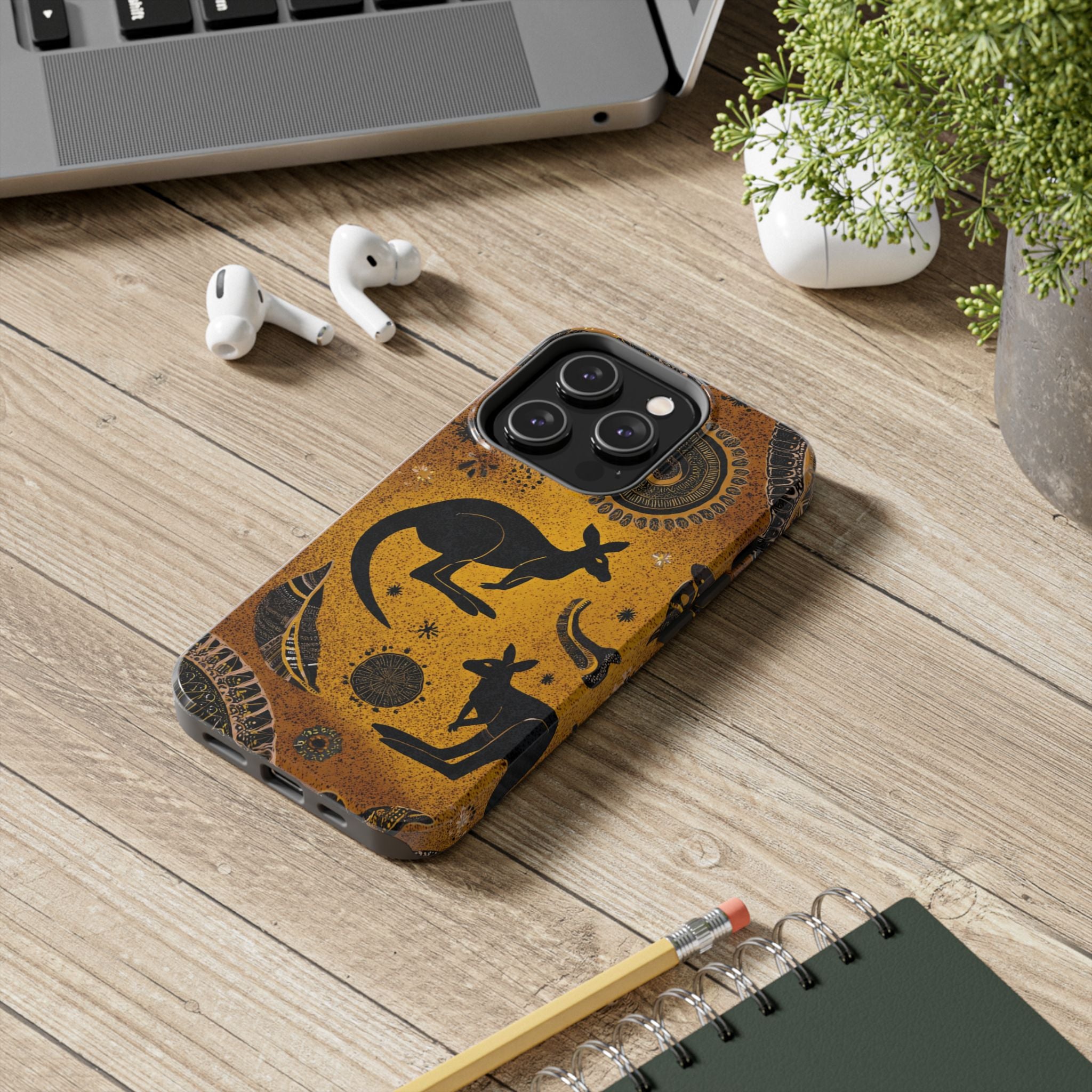 Kangaroo Boho Tough Phone Case — Australian Wildlife Protective Cover