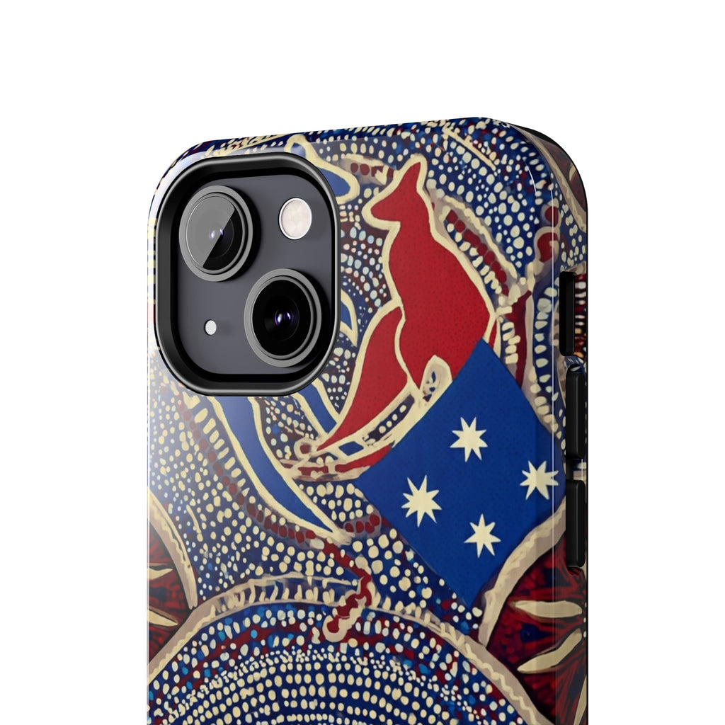 Australian Aboriginal Style Kangaroo Tough Phone Case — Patriotic Dot Art Phone Cover
