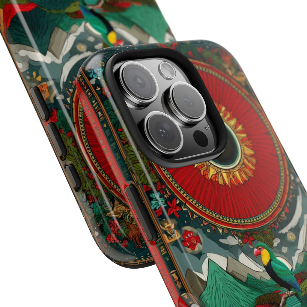 Tough Phone Case — Vibrant Tropical Mountain Bird Design