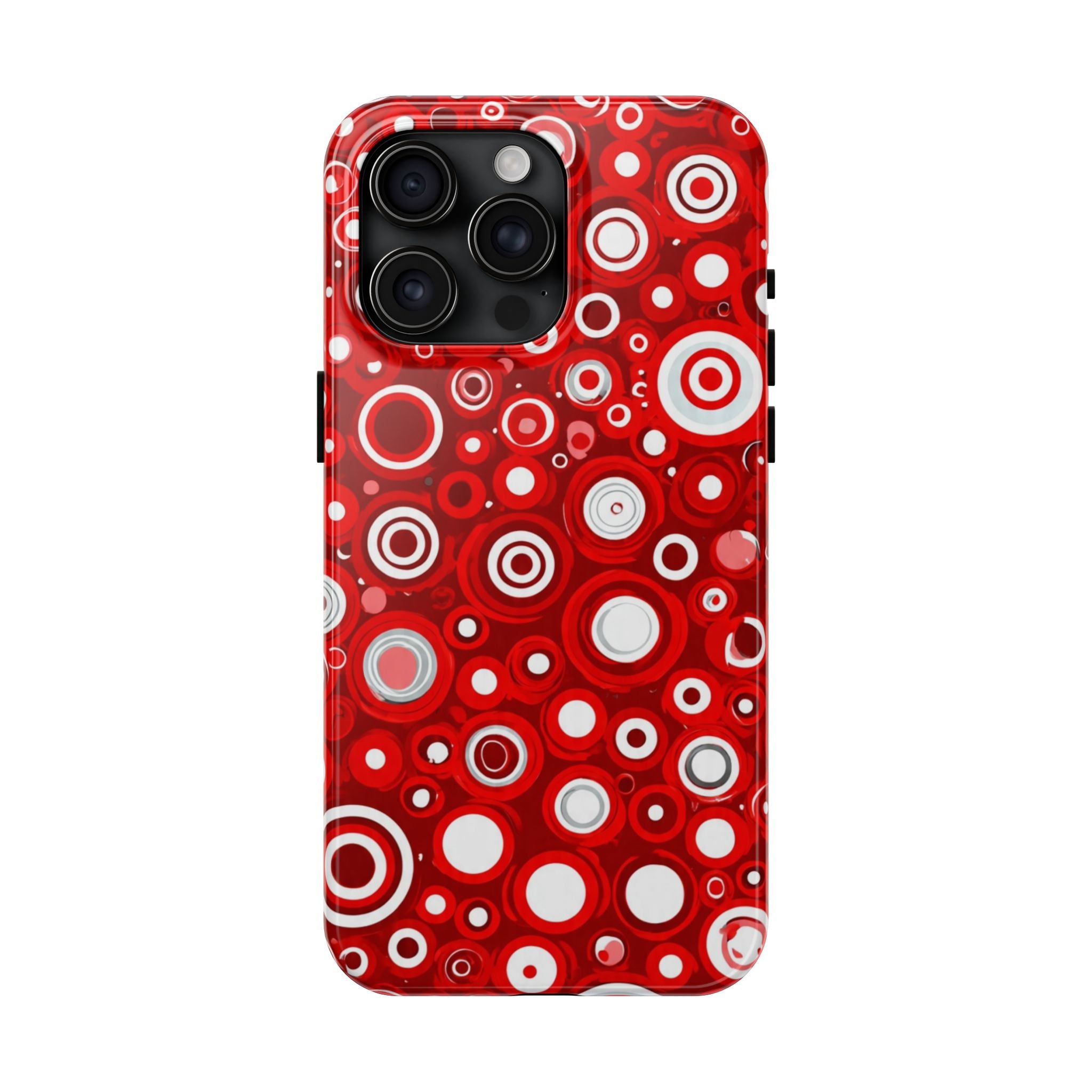 Red Retro Circles Tough Phone Case — Durable Shockproof Protective Cover
