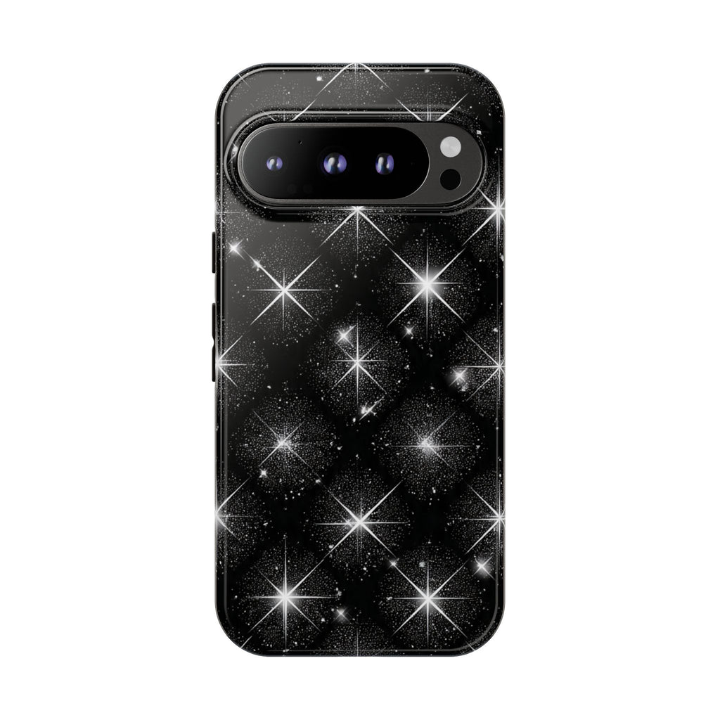 Galaxy Sparkle Tough Phone Case — Black Starfield Protective Cover