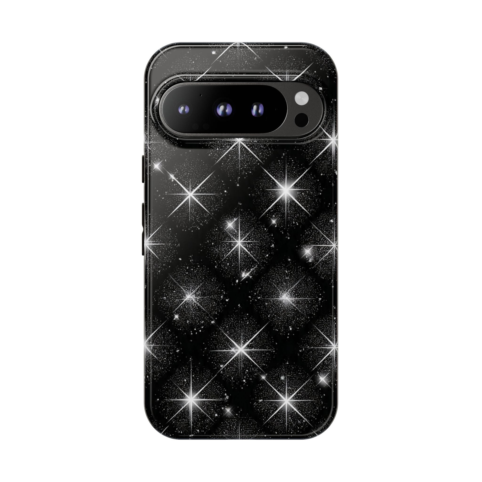 Galaxy Sparkle Tough Phone Case — Black Starfield Protective Cover
