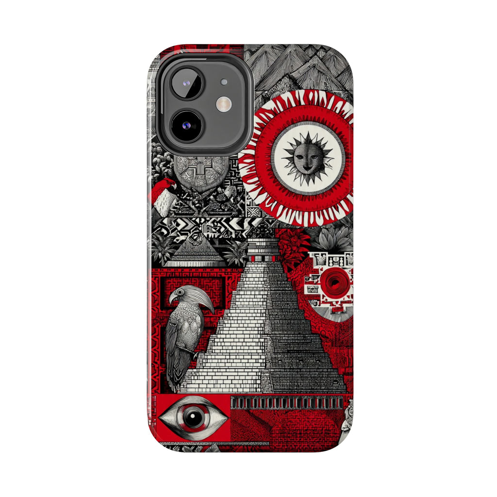 Tough Phone Case — Red Inca Pyramid Collage (Sun & Raven)
