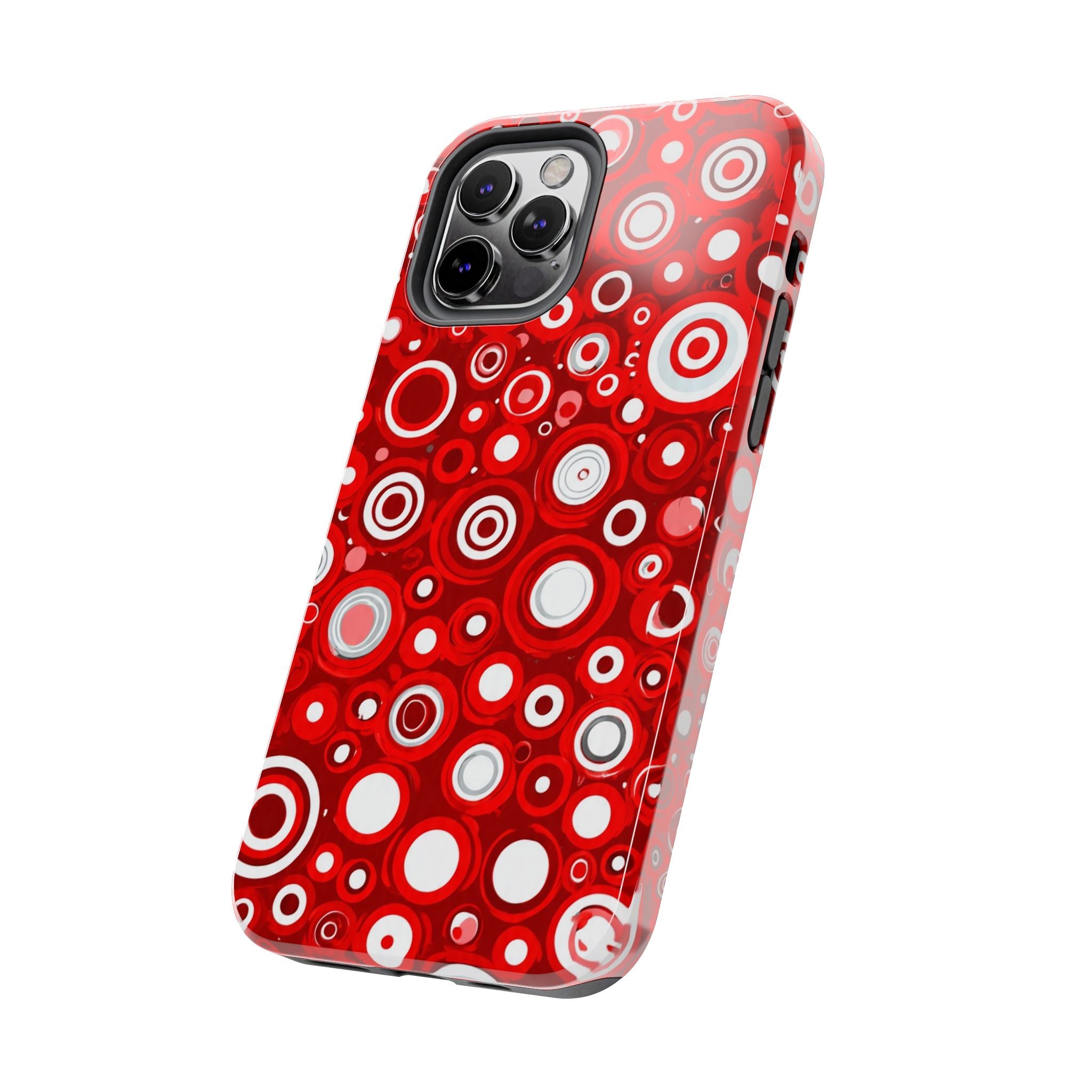 Red Retro Circles Tough Phone Case — Durable Shockproof Protective Cover