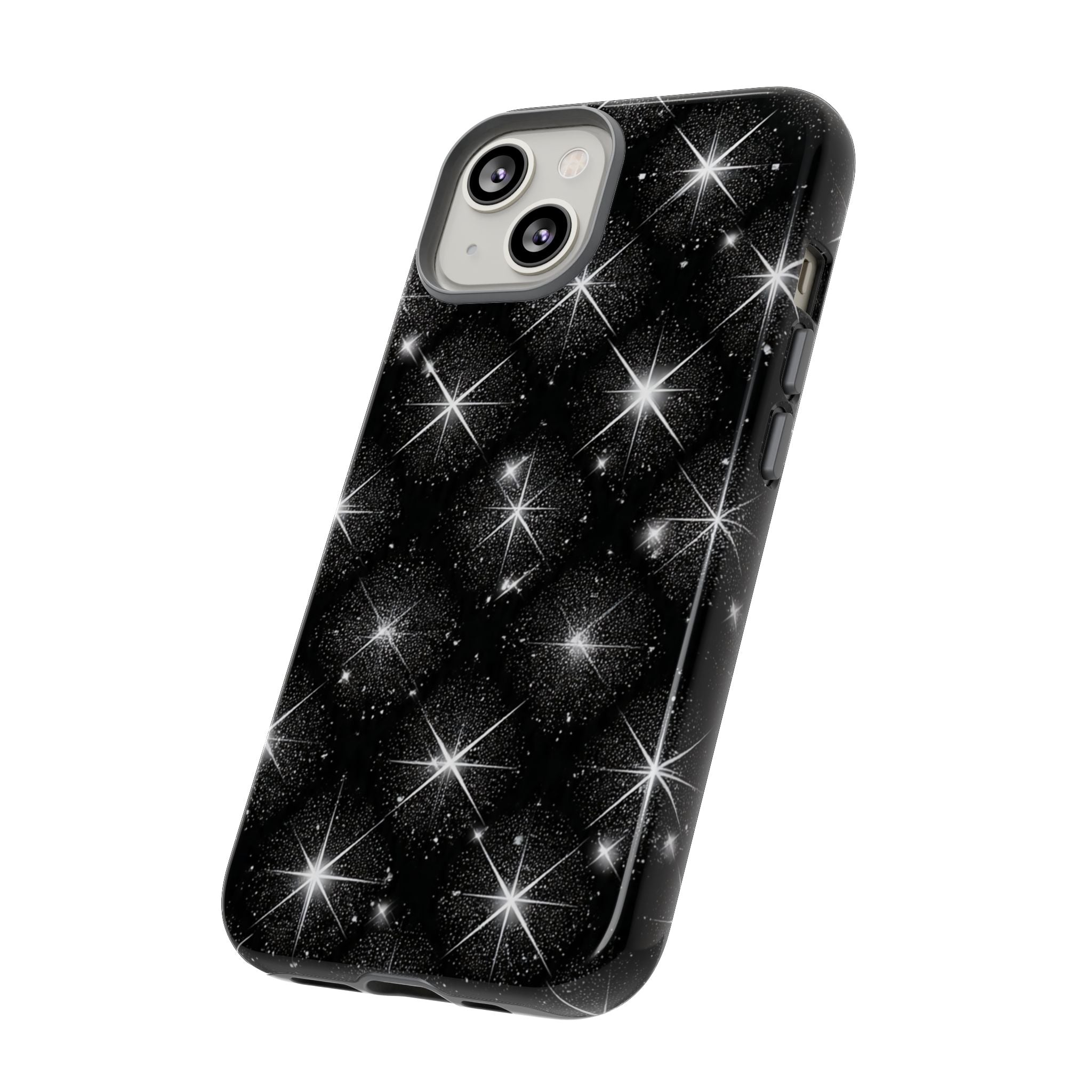 Galaxy Sparkle Tough Phone Case — Black Starfield Protective Cover