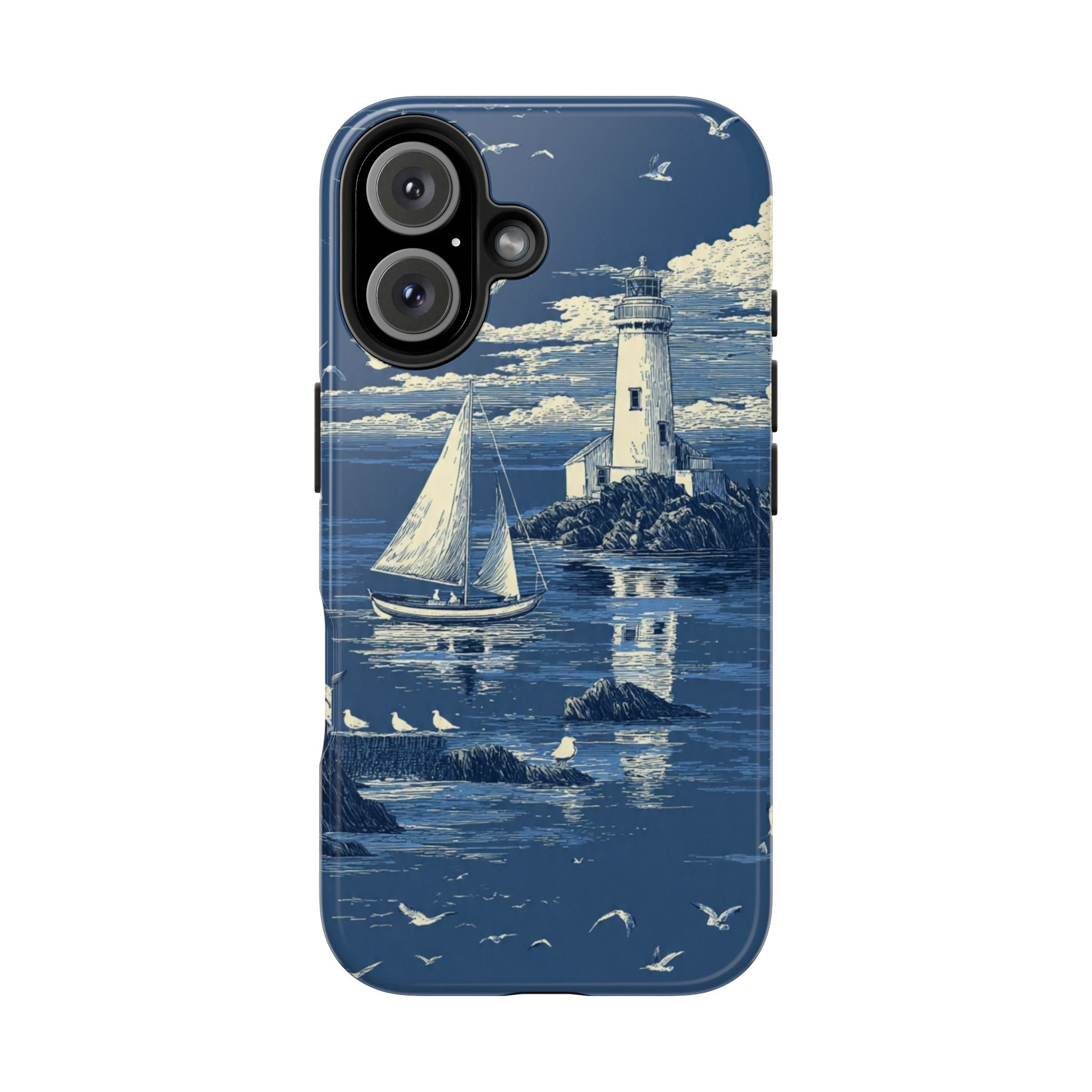 Swan Lake Tough Phone Case — Blue Vintage Swan Design, Durable Protective Cover