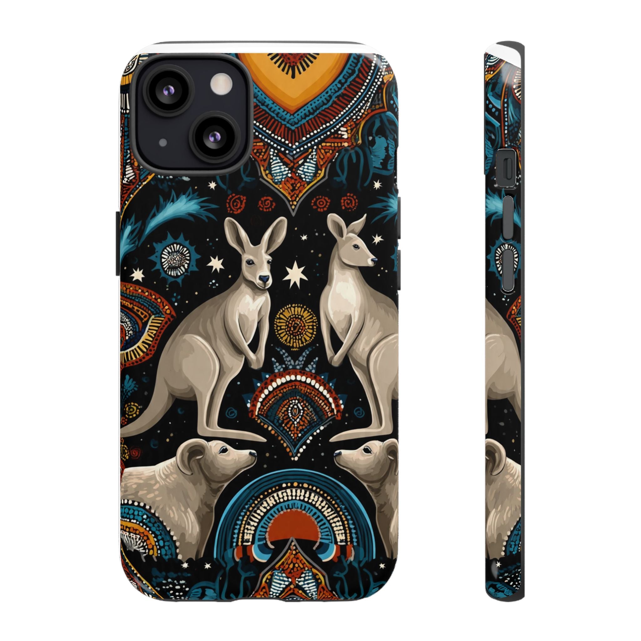 Kangaroo & Boomerang Tough Phone Case — Australian Wildlife Pattern