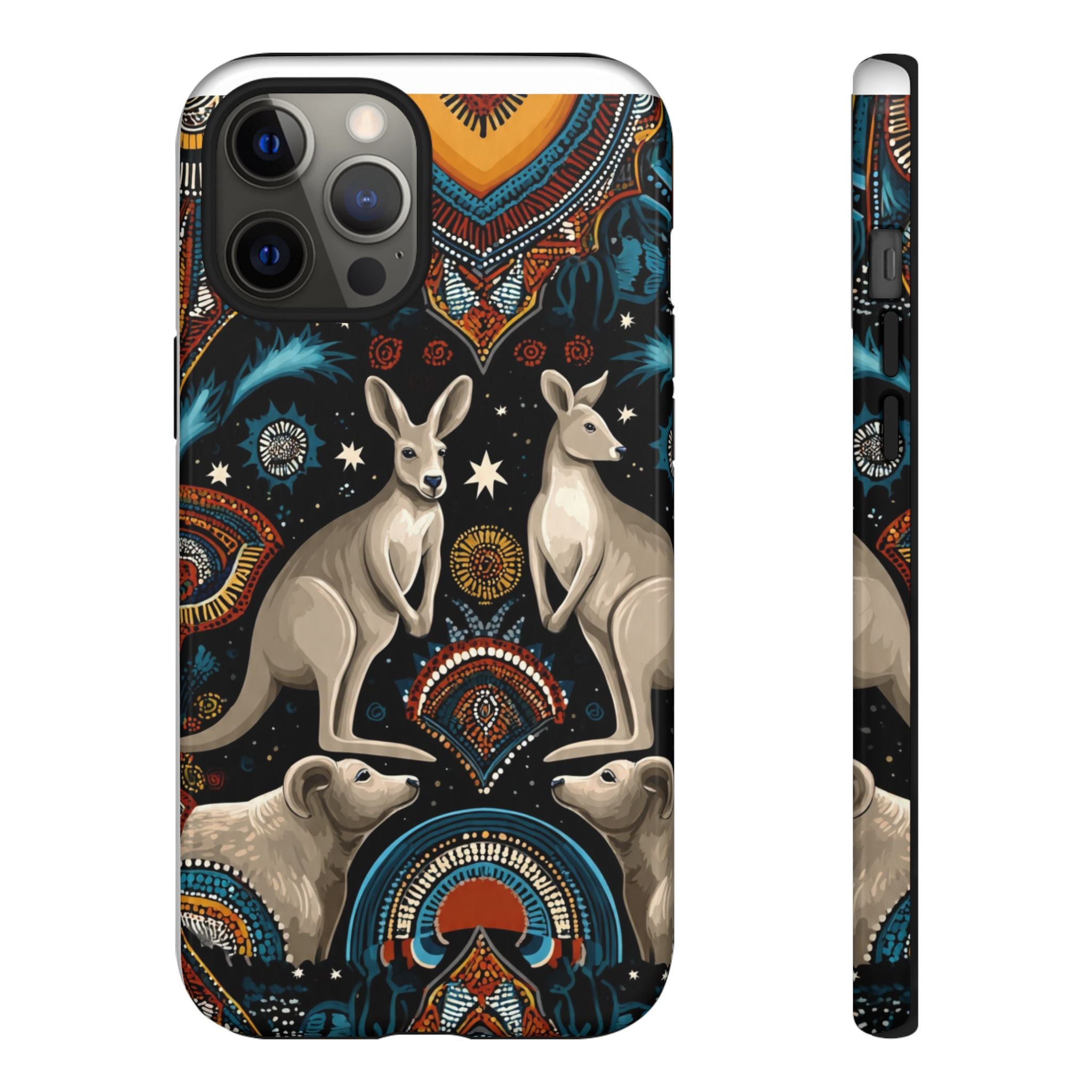 Kangaroo & Boomerang Tough Phone Case — Australian Wildlife Pattern
