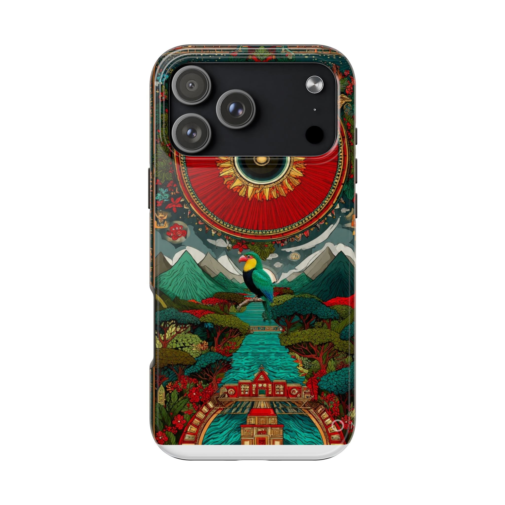 Tough Phone Case — Vibrant Tropical Mountain Bird Design