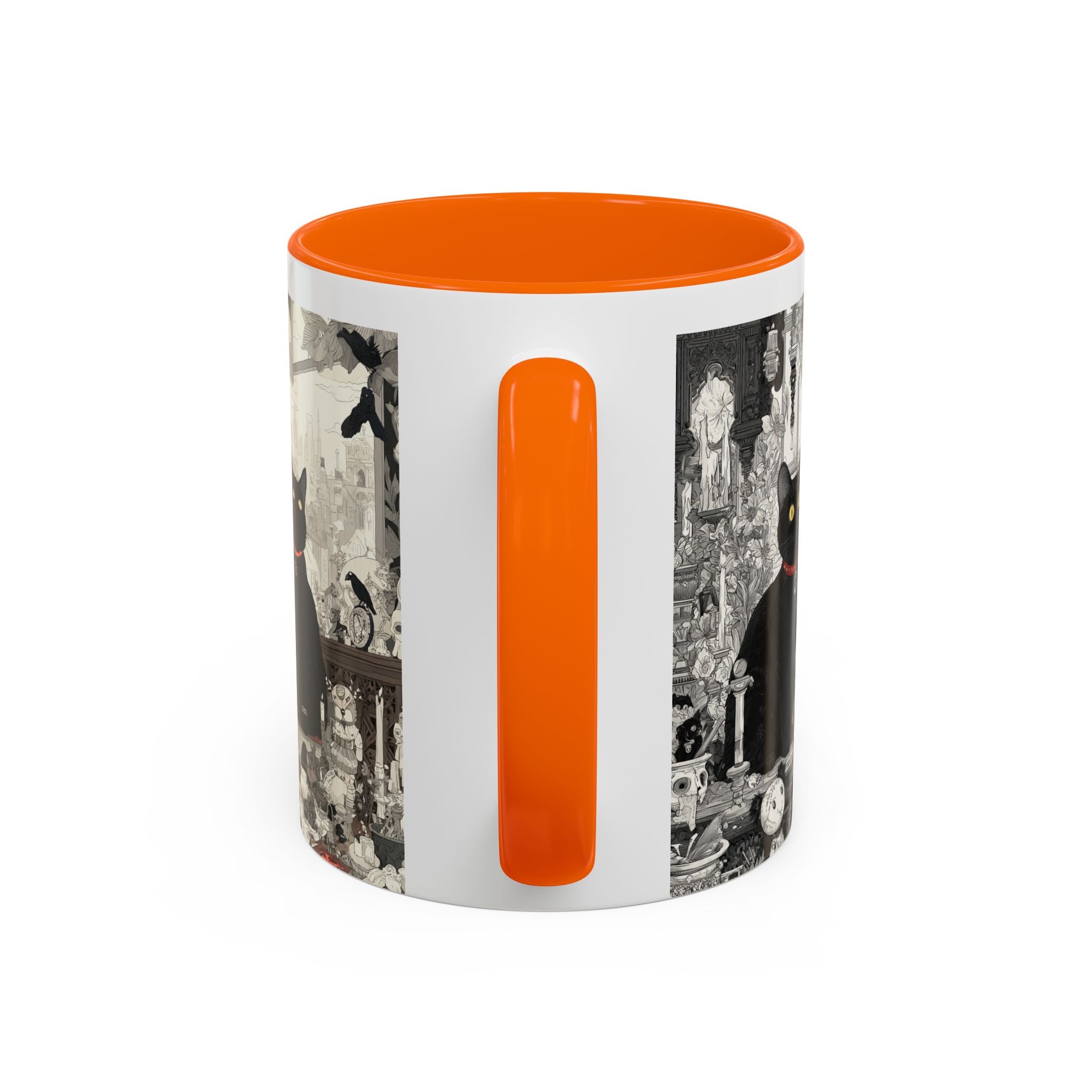 Black Cat Vintage Street Art Coffee Mug — 11/15oz Accent Ceramic