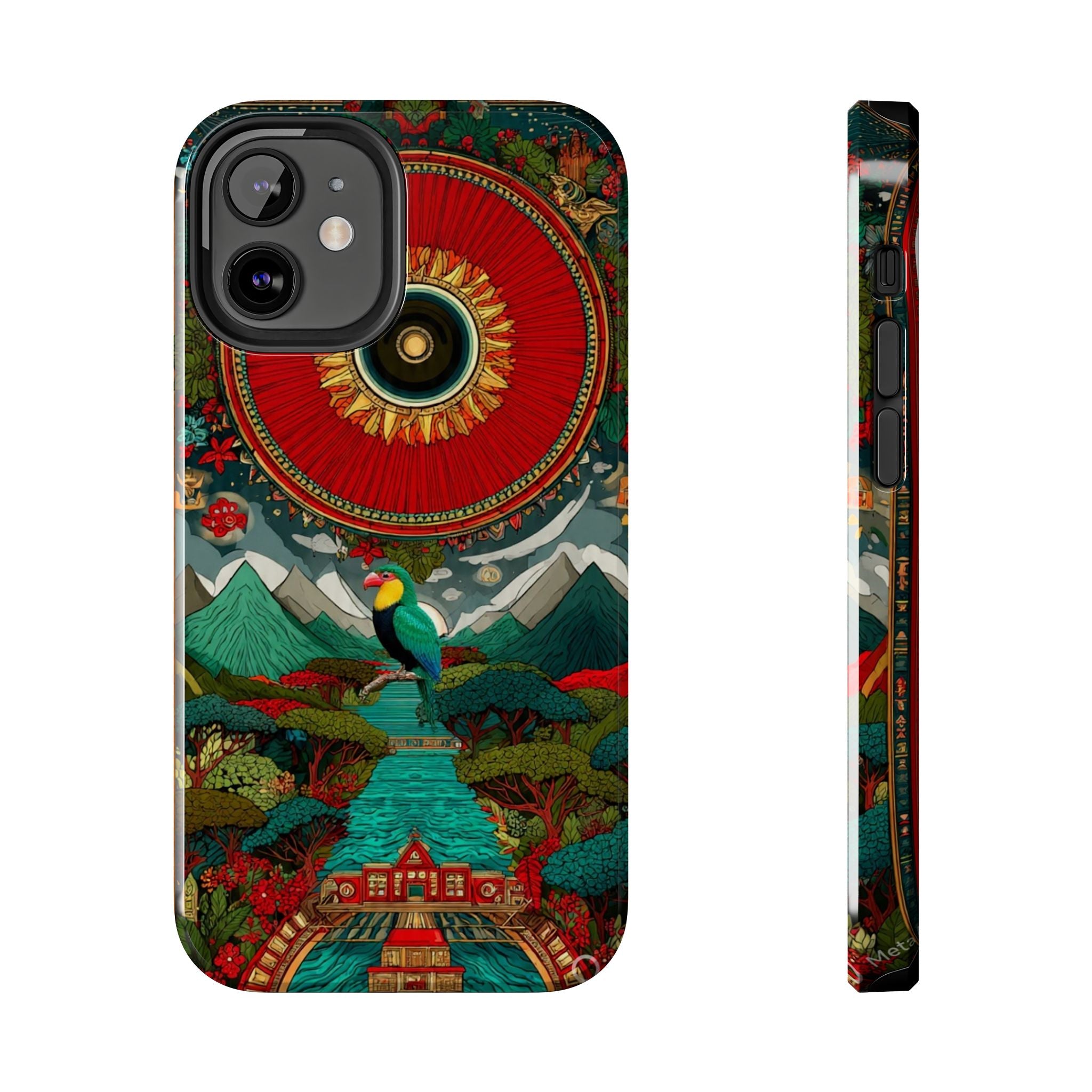 Tough Phone Case — Vibrant Tropical Mountain Bird Design