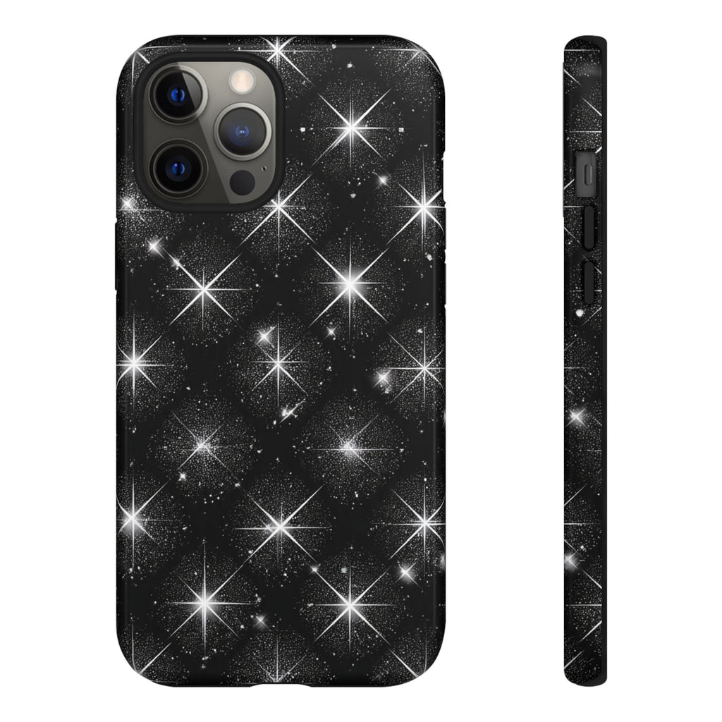 Galaxy Sparkle Tough Phone Case — Black Starfield Protective Cover