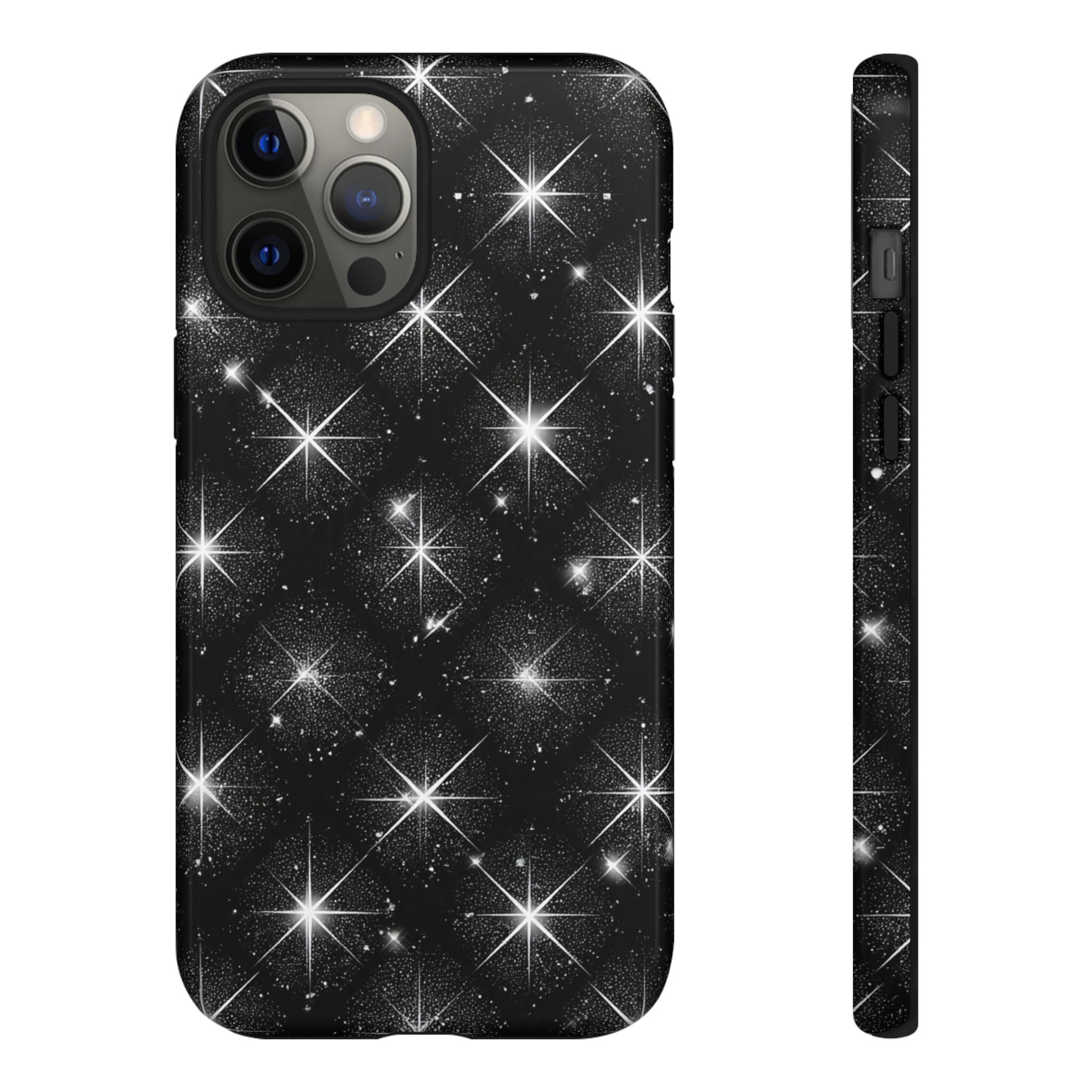 Galaxy Sparkle Tough Phone Case — Black Starfield Protective Cover