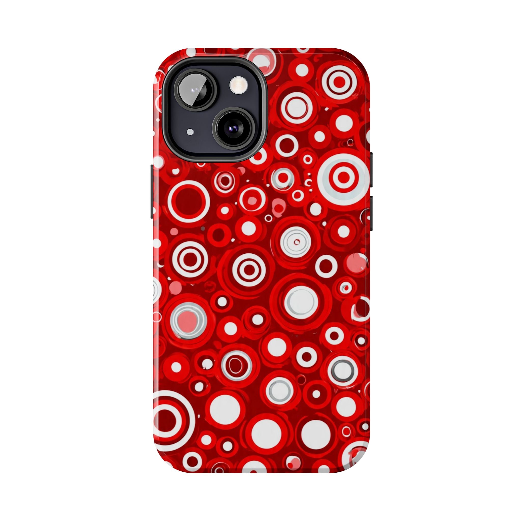 Red Retro Circles Tough Phone Case — Durable Shockproof Protective Cover
