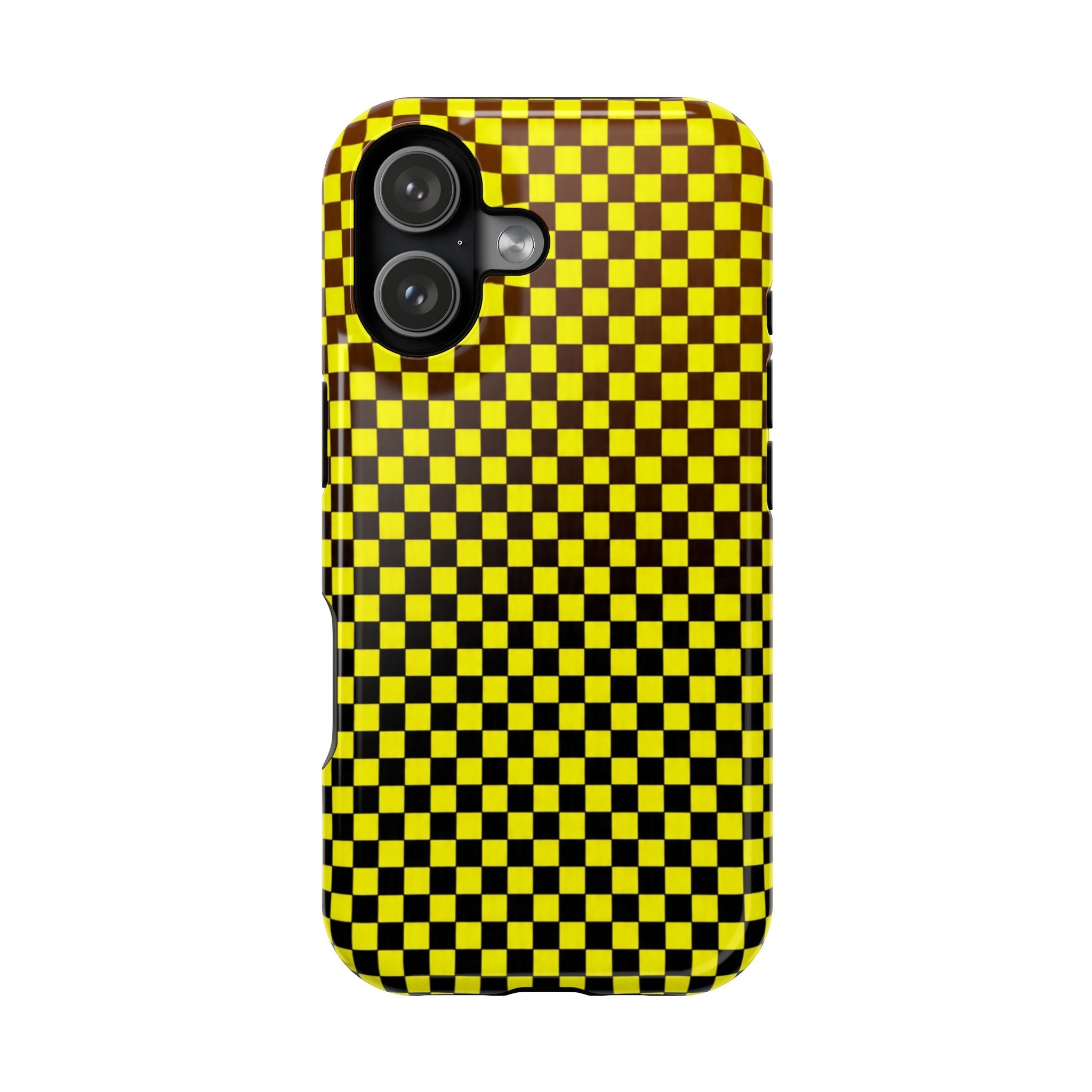 Magnetic Impact-Resistant Phone Case — Yellow & Black Checkered Grip