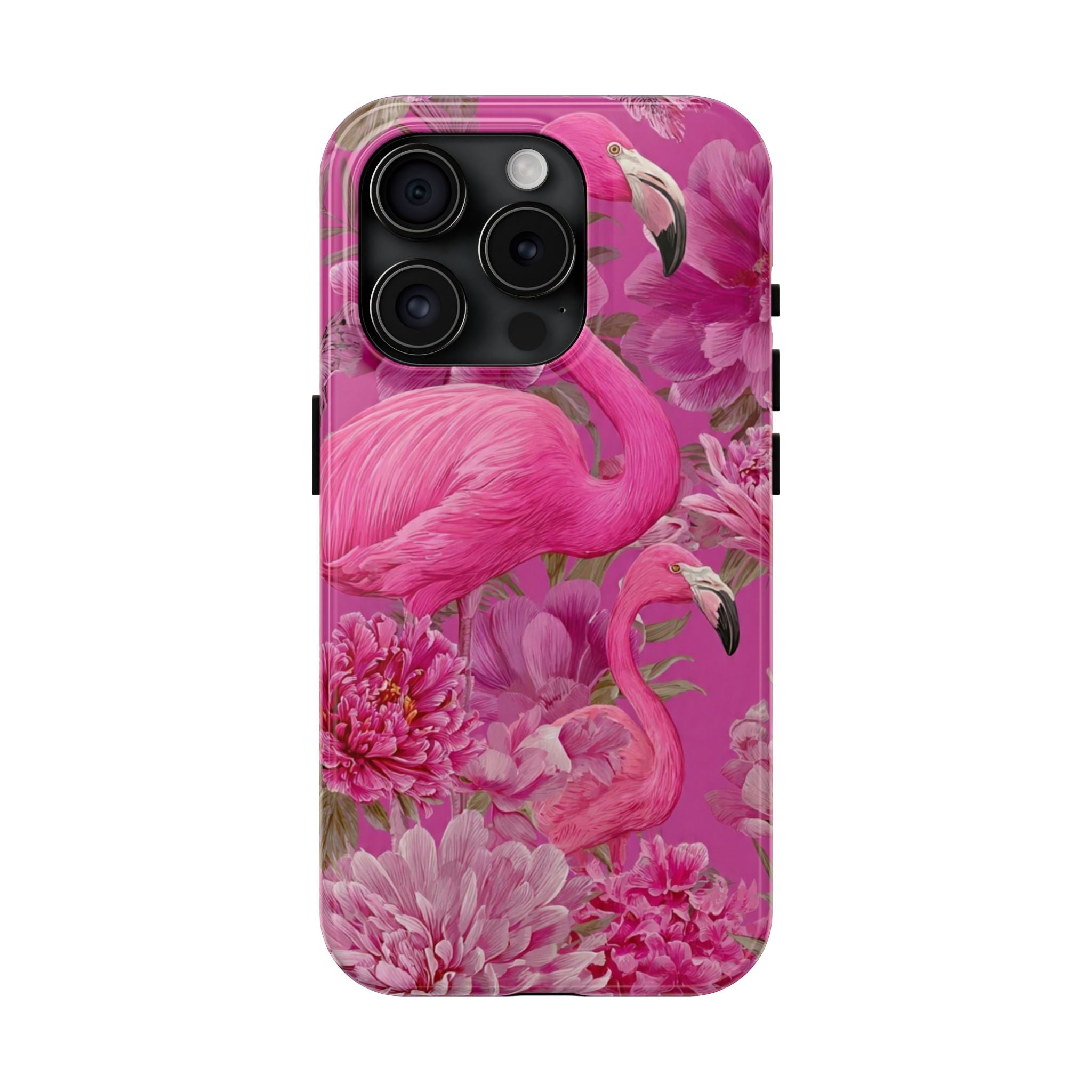 Pink Flamingo Floral Tough Phone Case — Protective iPhone Cover