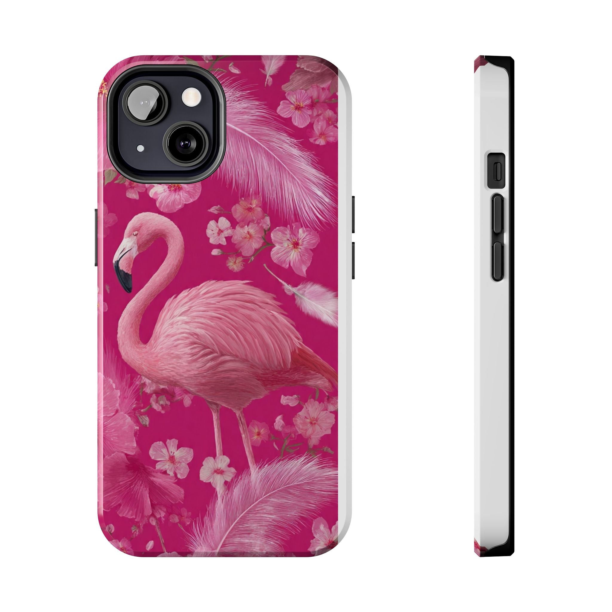Flamingo Floral Tough Phone Case — Pink Tropical Feather Design