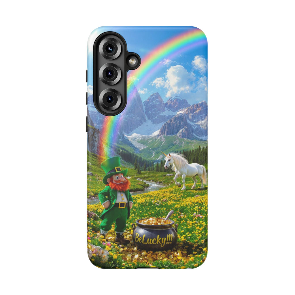 Lucky Leprechaun & Unicorn Phone Case — Rainbow Pot of Gold Protective Cover
