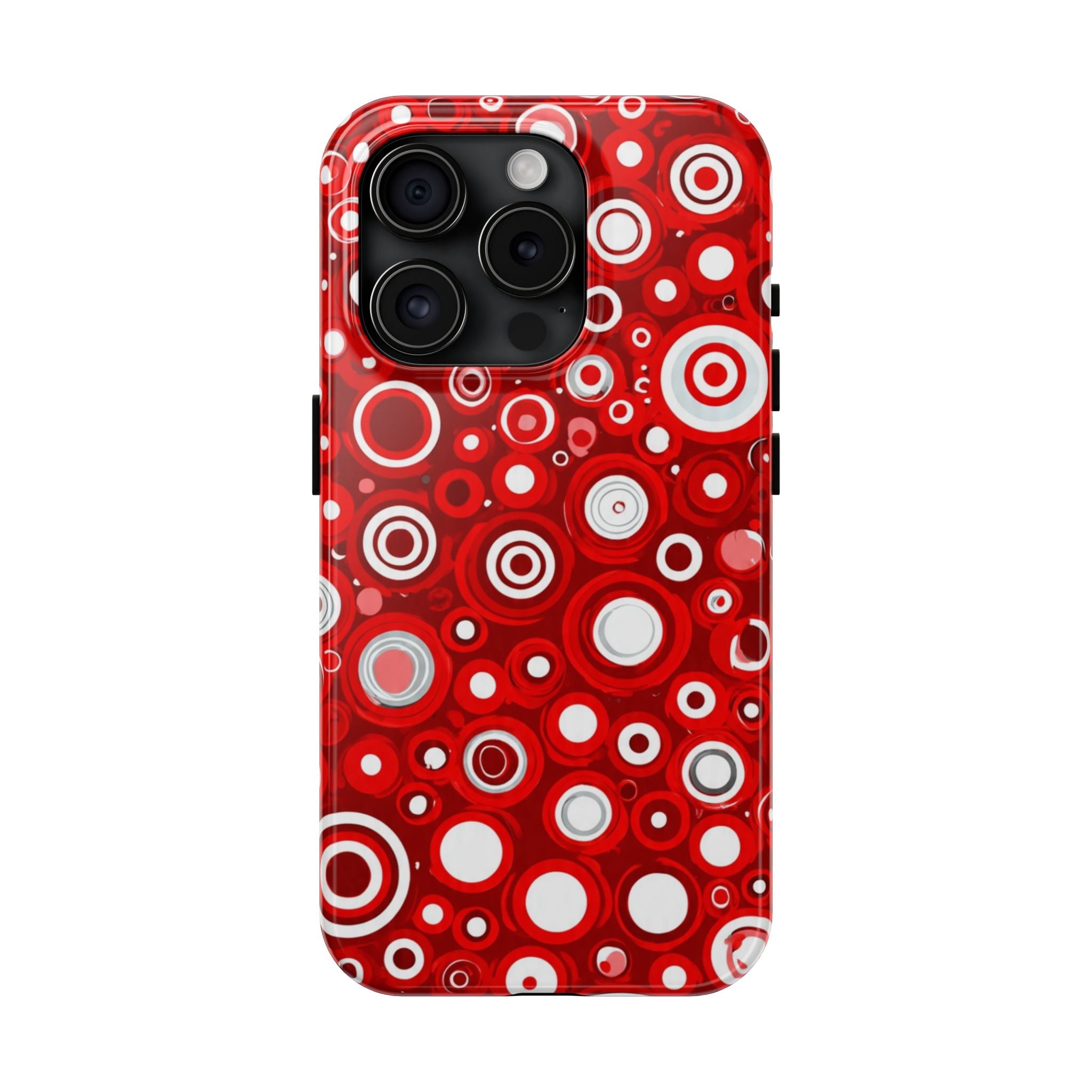 Red Retro Circles Tough Phone Case — Durable Shockproof Protective Cover