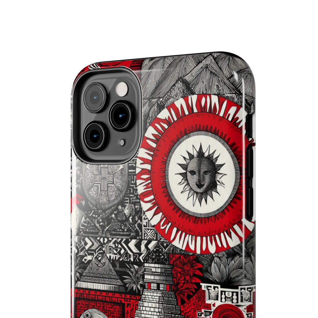 Tough Phone Case — Red Inca Pyramid Collage (Sun & Raven)