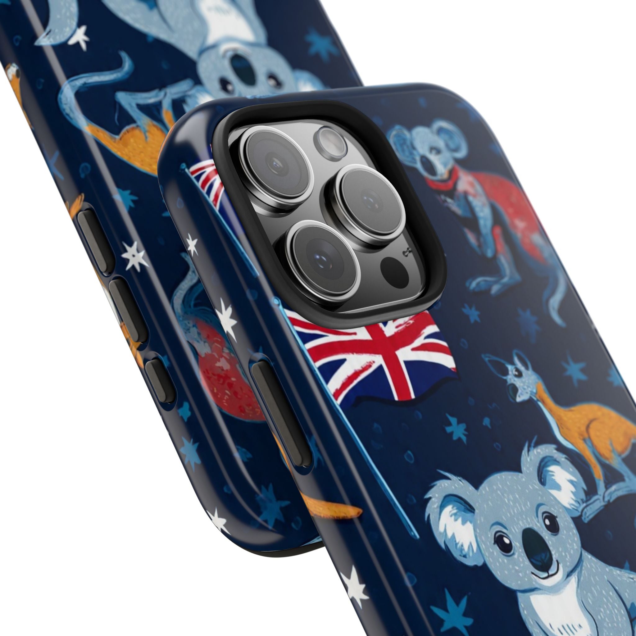 Australian Wildlife Tough Phone Case — Koala & Kangaroo Flag Design