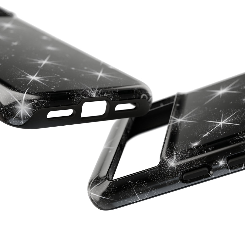 Galaxy Sparkle Tough Phone Case — Black Starfield Protective Cover