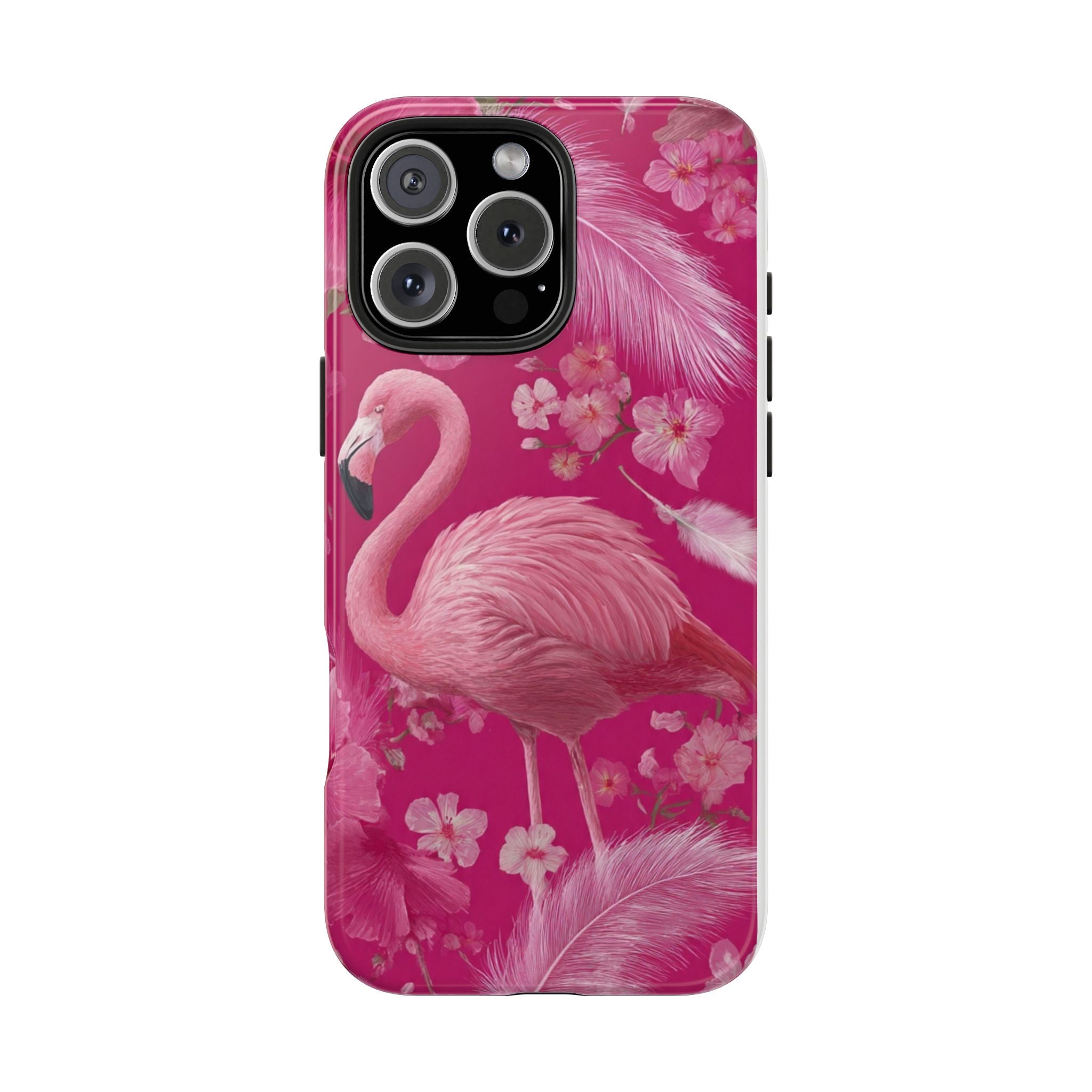 Flamingo Floral Tough Phone Case — Pink Tropical Feather Design
