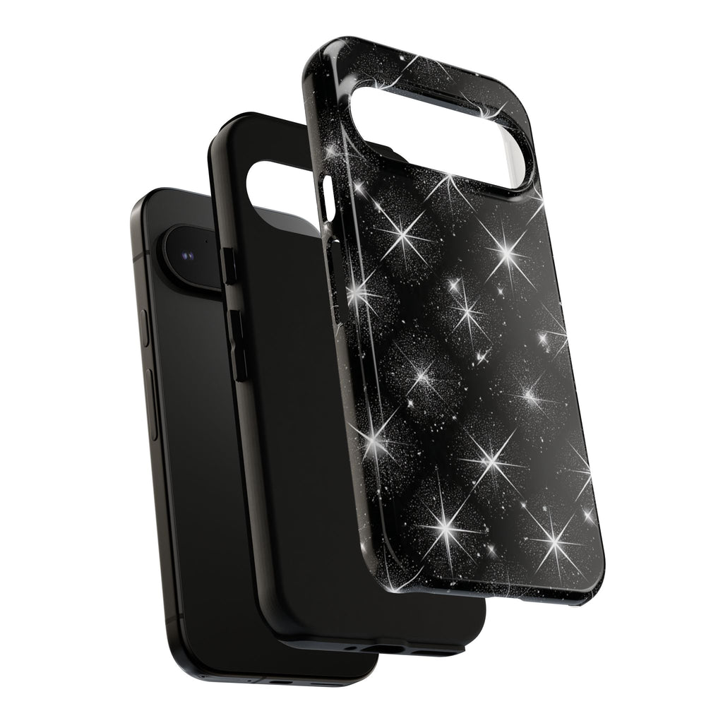 Galaxy Sparkle Tough Phone Case — Black Starfield Protective Cover