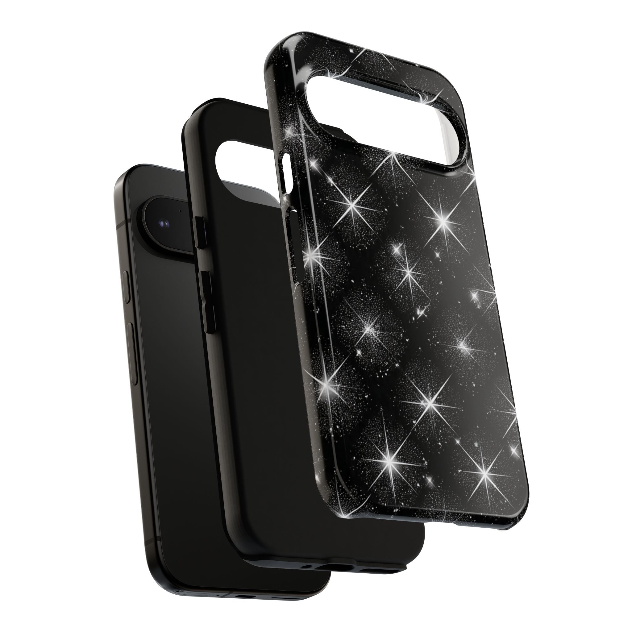 Galaxy Sparkle Tough Phone Case — Black Starfield Protective Cover