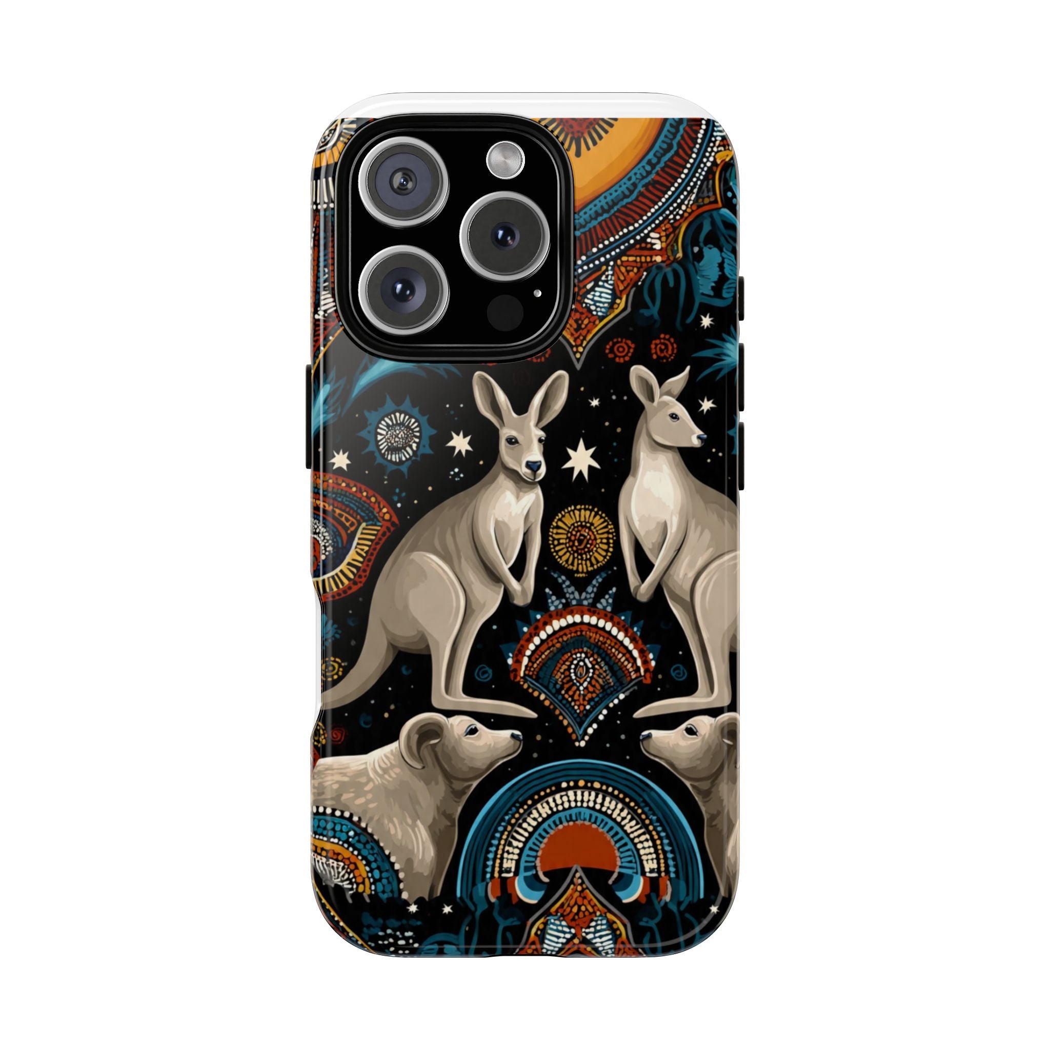 Kangaroo & Boomerang Tough Phone Case — Australian Wildlife Pattern
