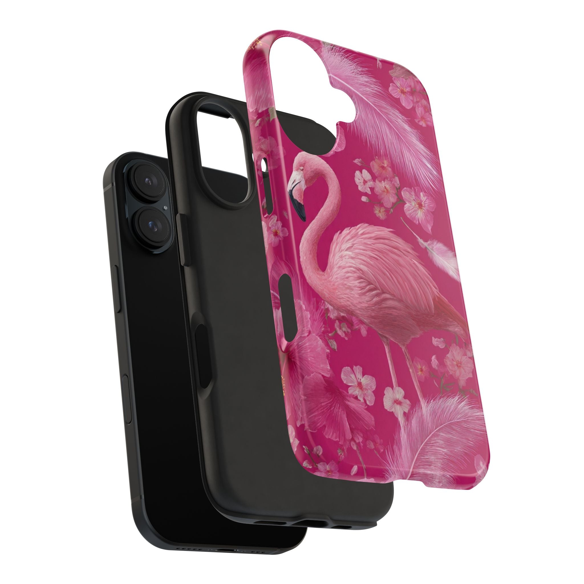Flamingo Floral Tough Phone Case — Pink Tropical Feather Design