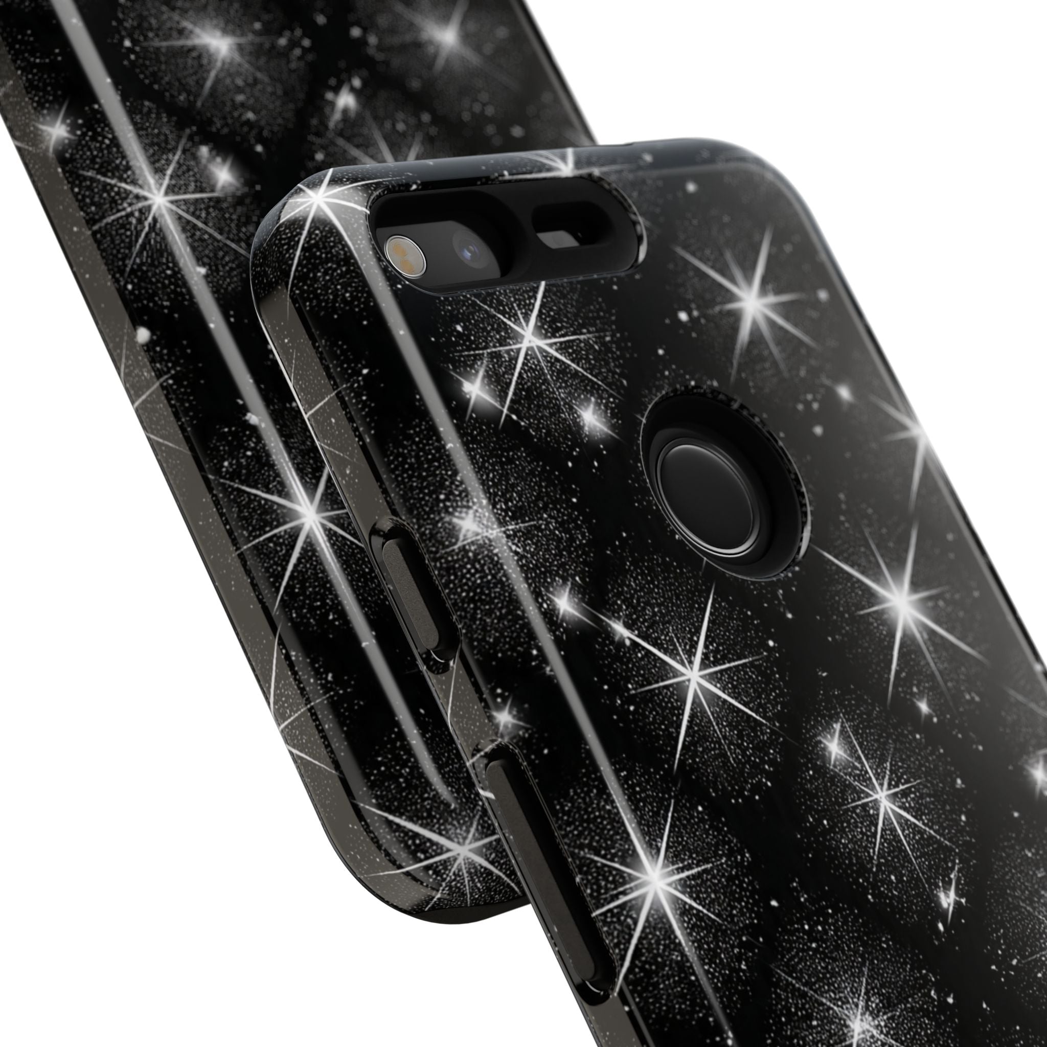 Galaxy Sparkle Tough Phone Case — Black Starfield Protective Cover