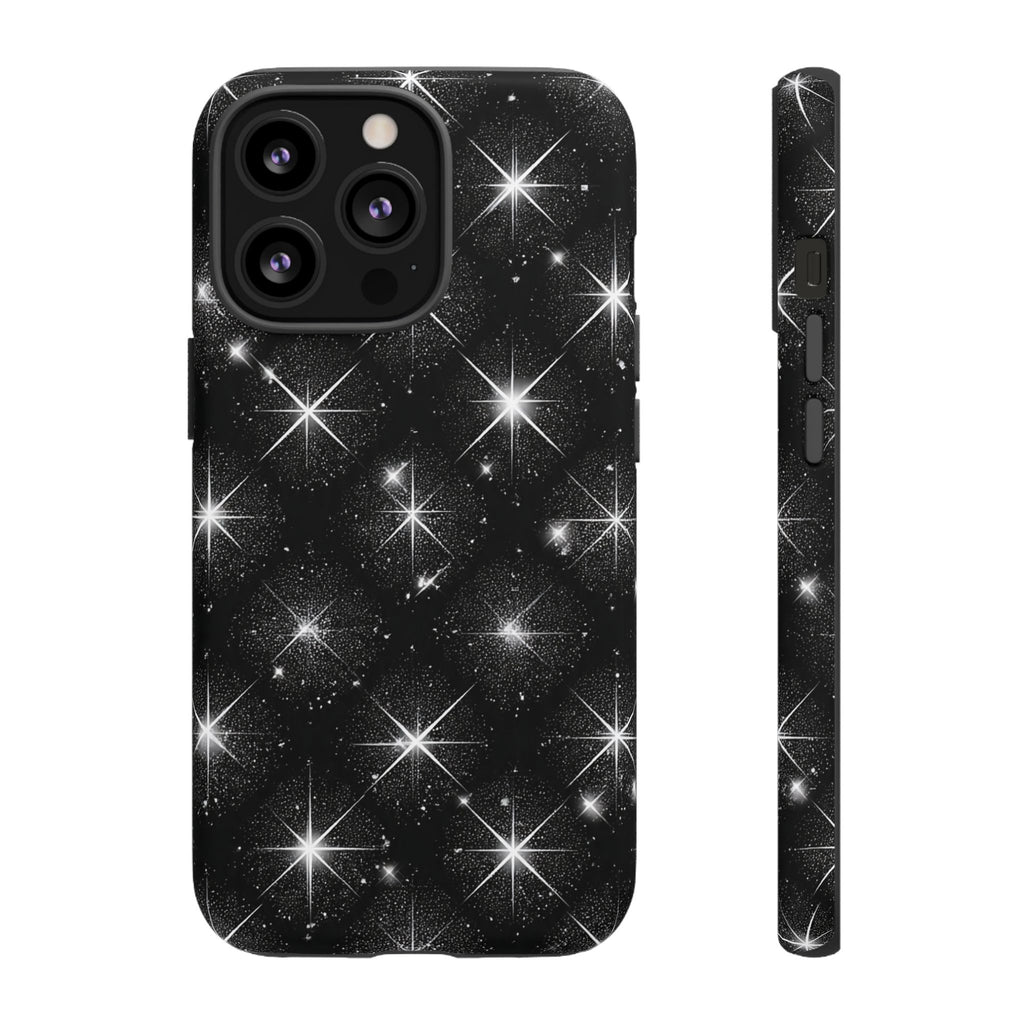 Galaxy Sparkle Tough Phone Case — Black Starfield Protective Cover