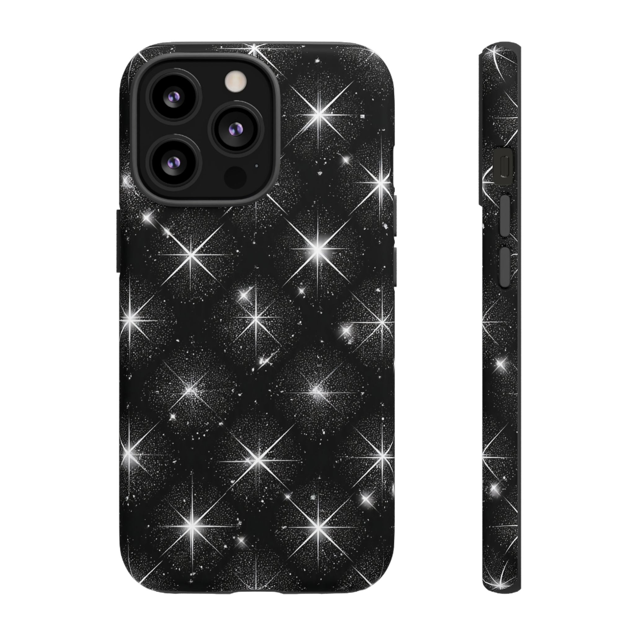 Galaxy Sparkle Tough Phone Case — Black Starfield Protective Cover