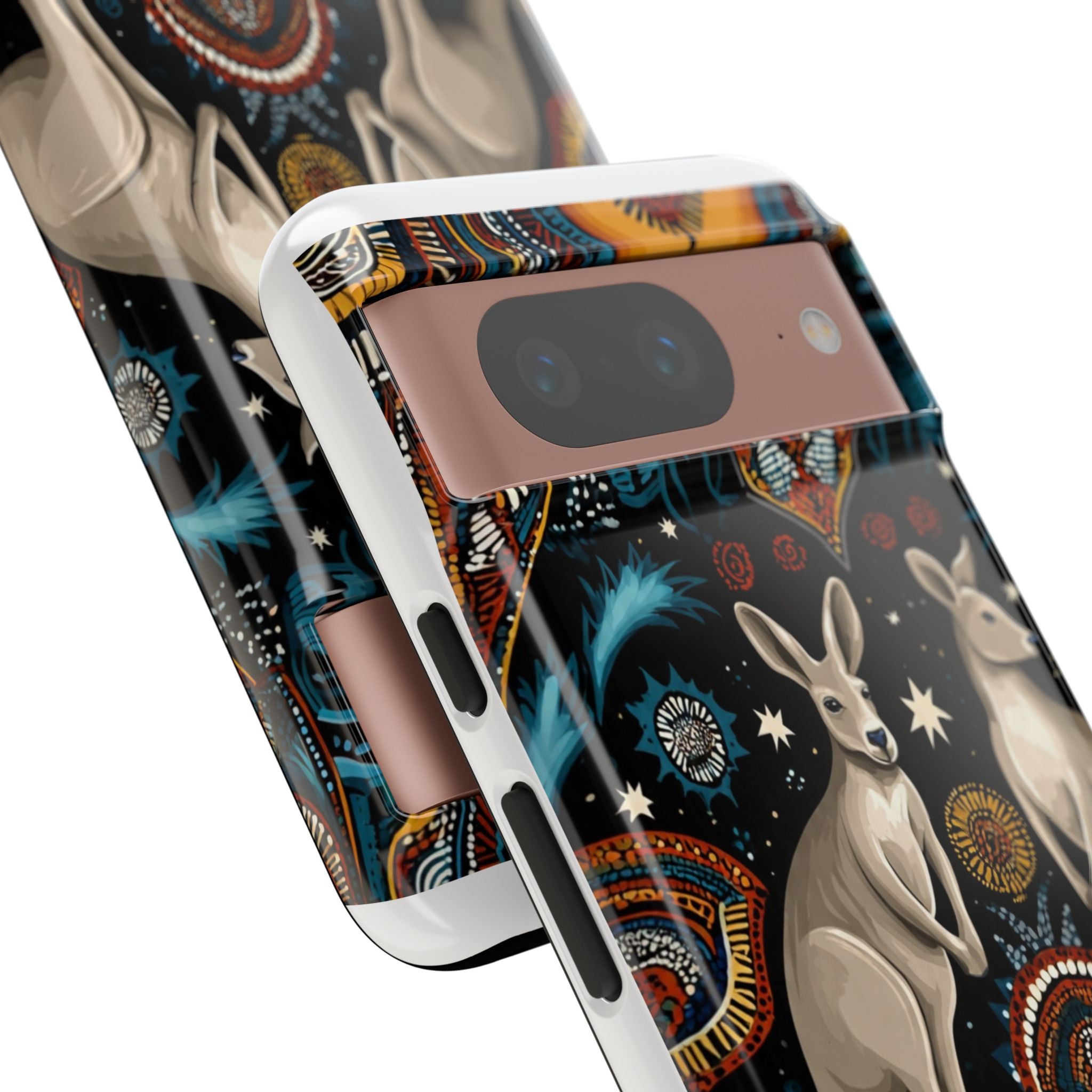 Kangaroo & Boomerang Tough Phone Case — Australian Wildlife Pattern