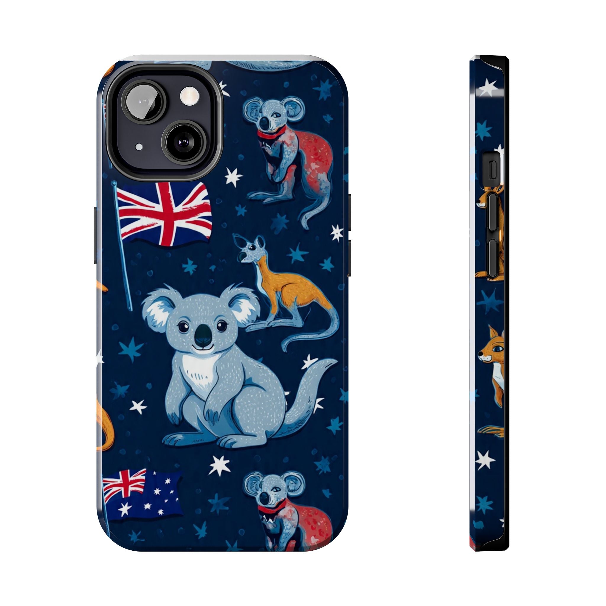 Australian Wildlife Tough Phone Case — Koala & Kangaroo Flag Design