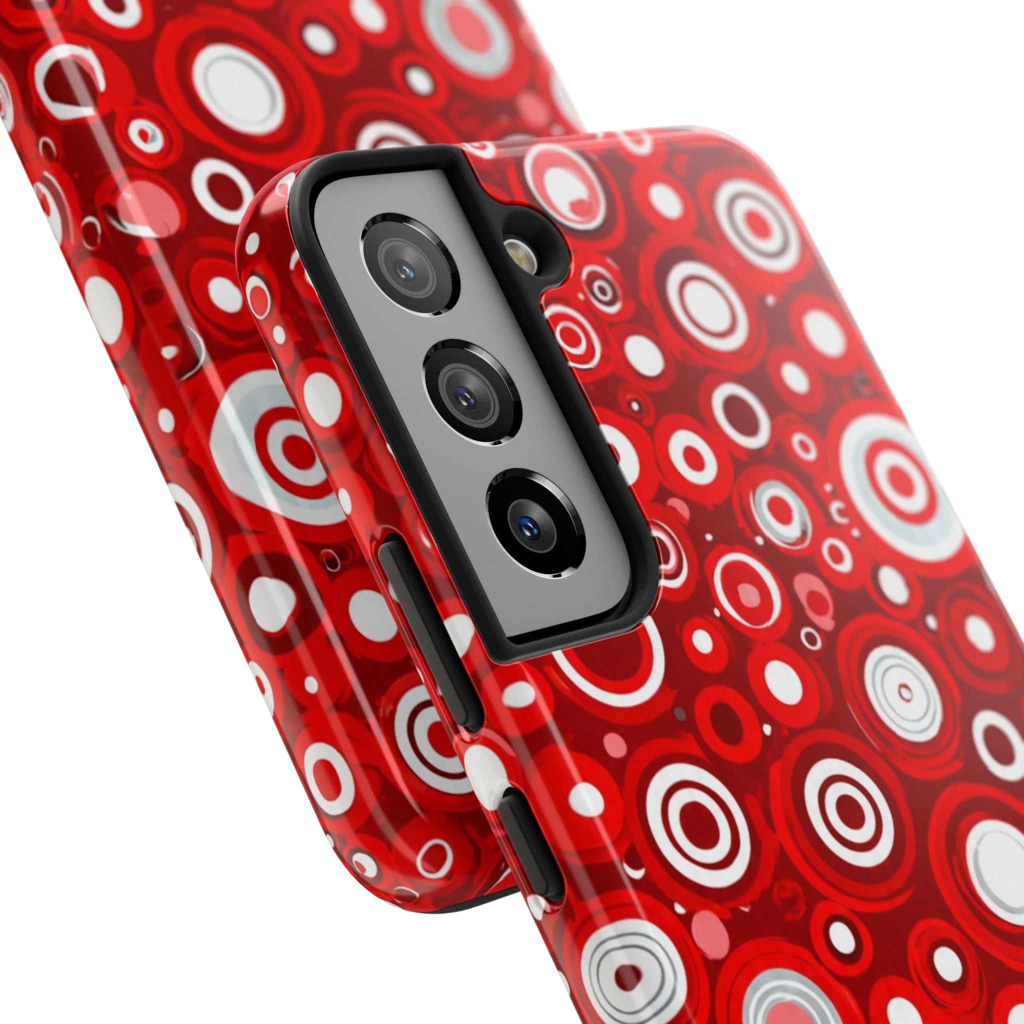 Red Retro Circles Tough Phone Case — Durable Shockproof Protective Cover