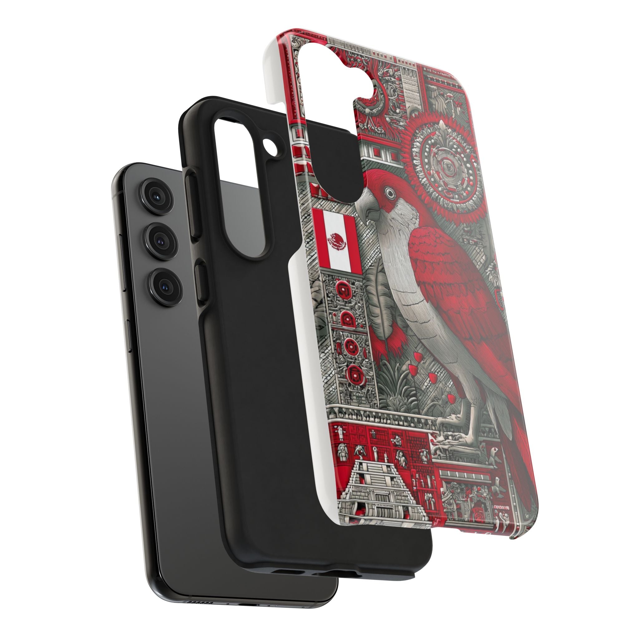 Tough Phone Case — Red Parrot Graphic Impact-Resistant Phone Cover