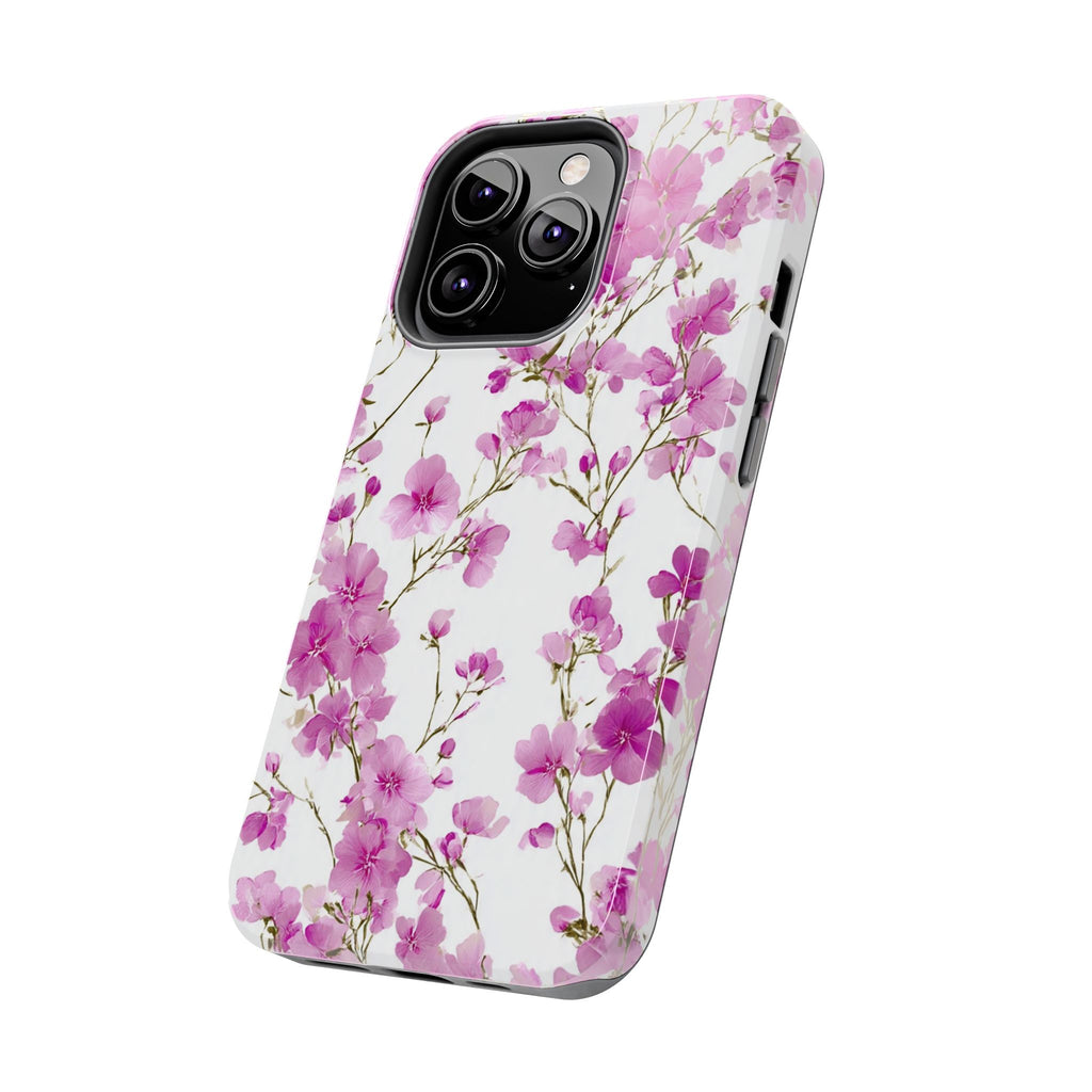 Floral Pink Blossoms Tough Phone Case — Durable Protective Phone Cover with Watercolor Cherry Blossom Design