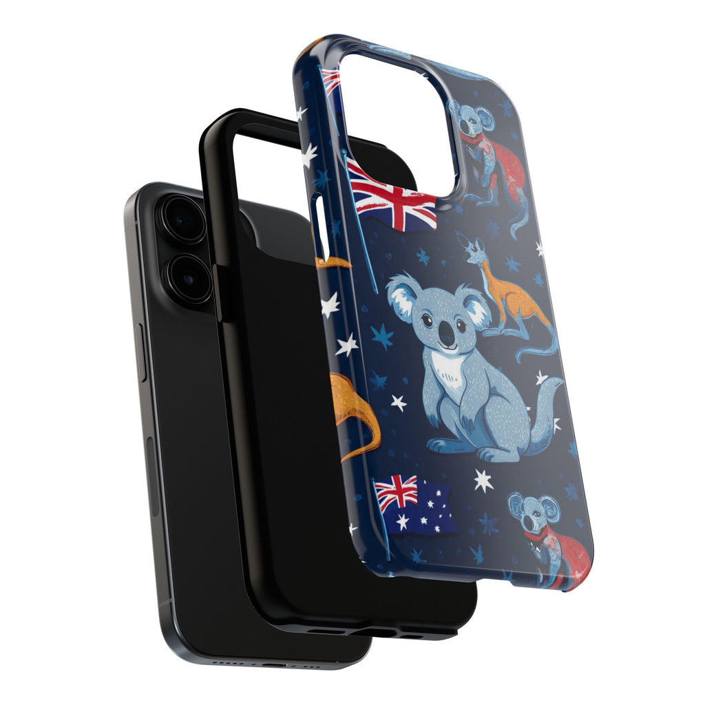 Australian Wildlife Tough Phone Case — Koala & Kangaroo Flag Design