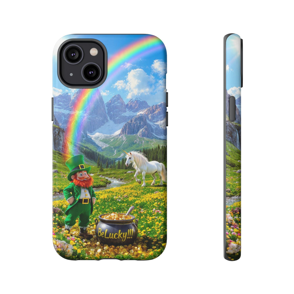 Lucky Leprechaun & Unicorn Phone Case — Rainbow Pot of Gold Protective Cover