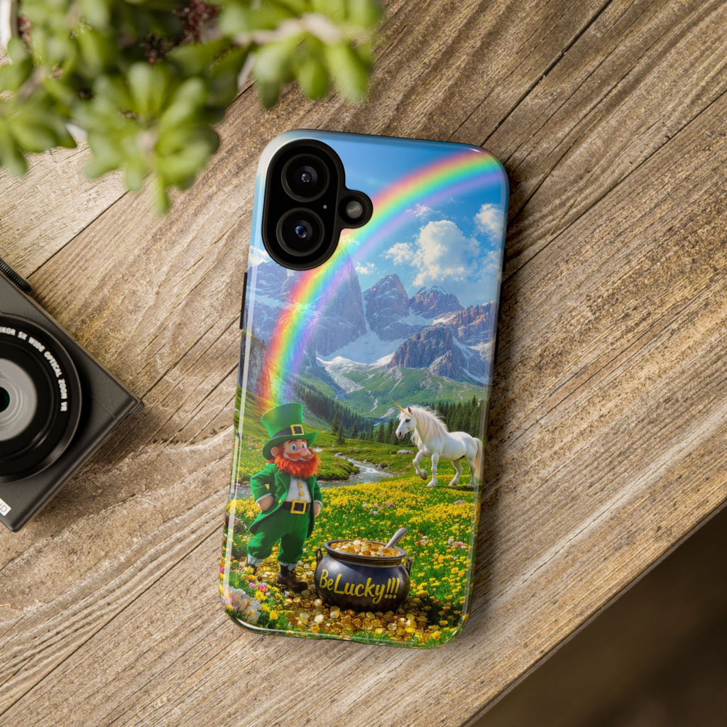 Lucky Leprechaun & Unicorn Phone Case — Rainbow Pot of Gold Protective Cover