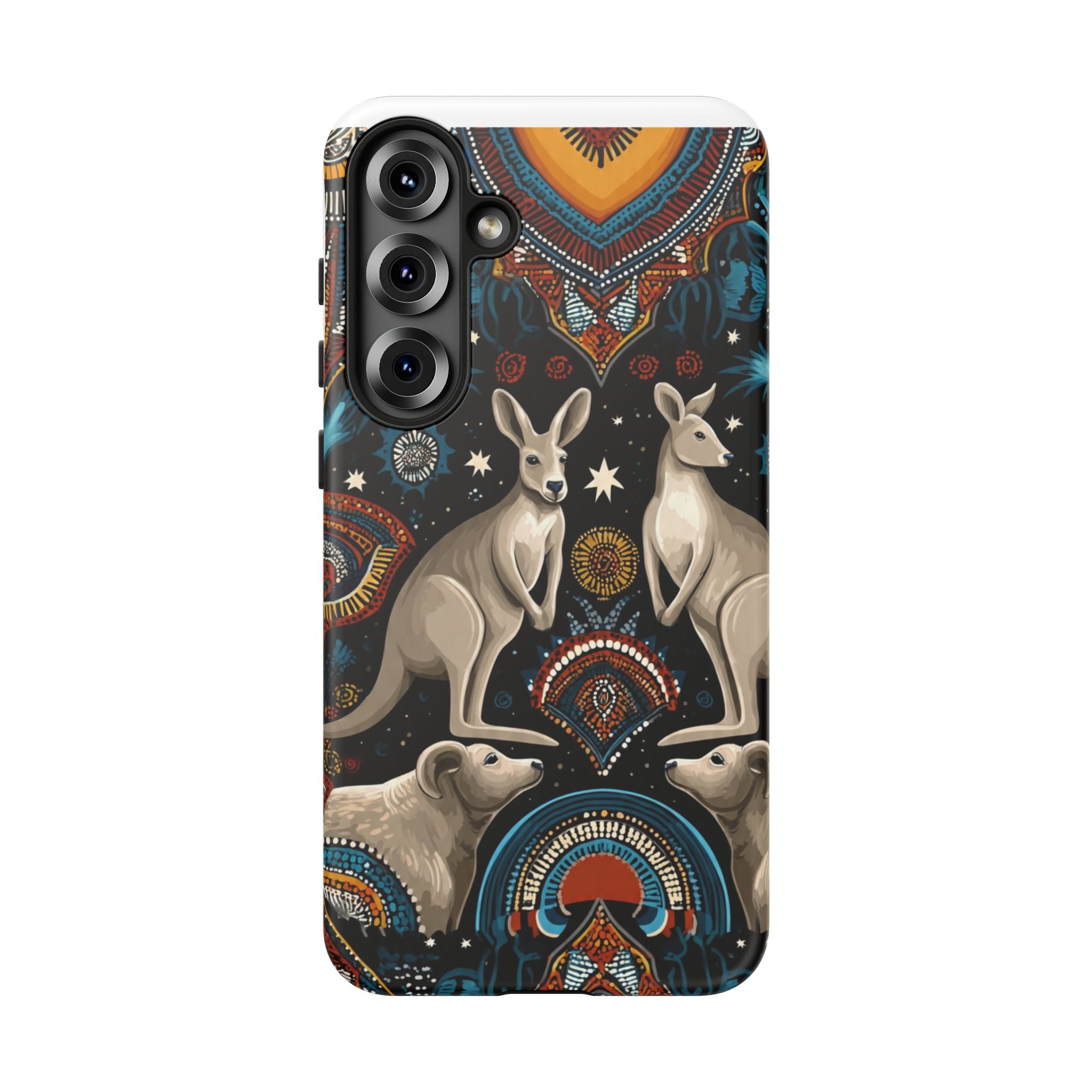 Kangaroo & Boomerang Tough Phone Case — Australian Wildlife Pattern