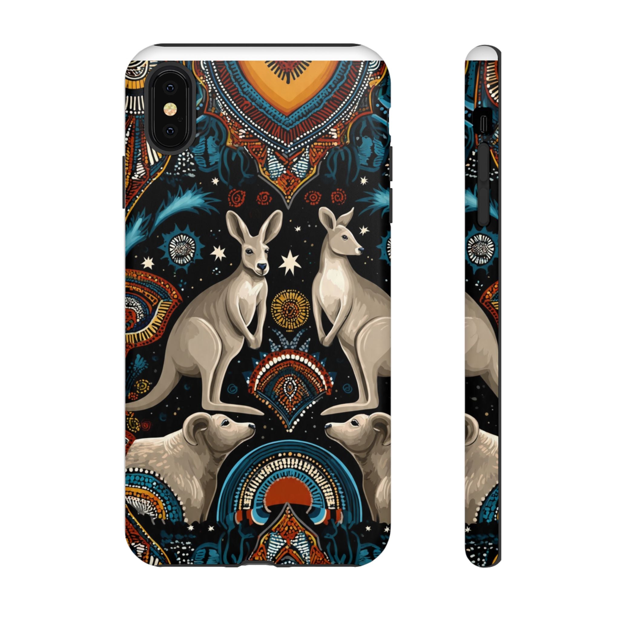 Kangaroo & Boomerang Tough Phone Case — Australian Wildlife Pattern