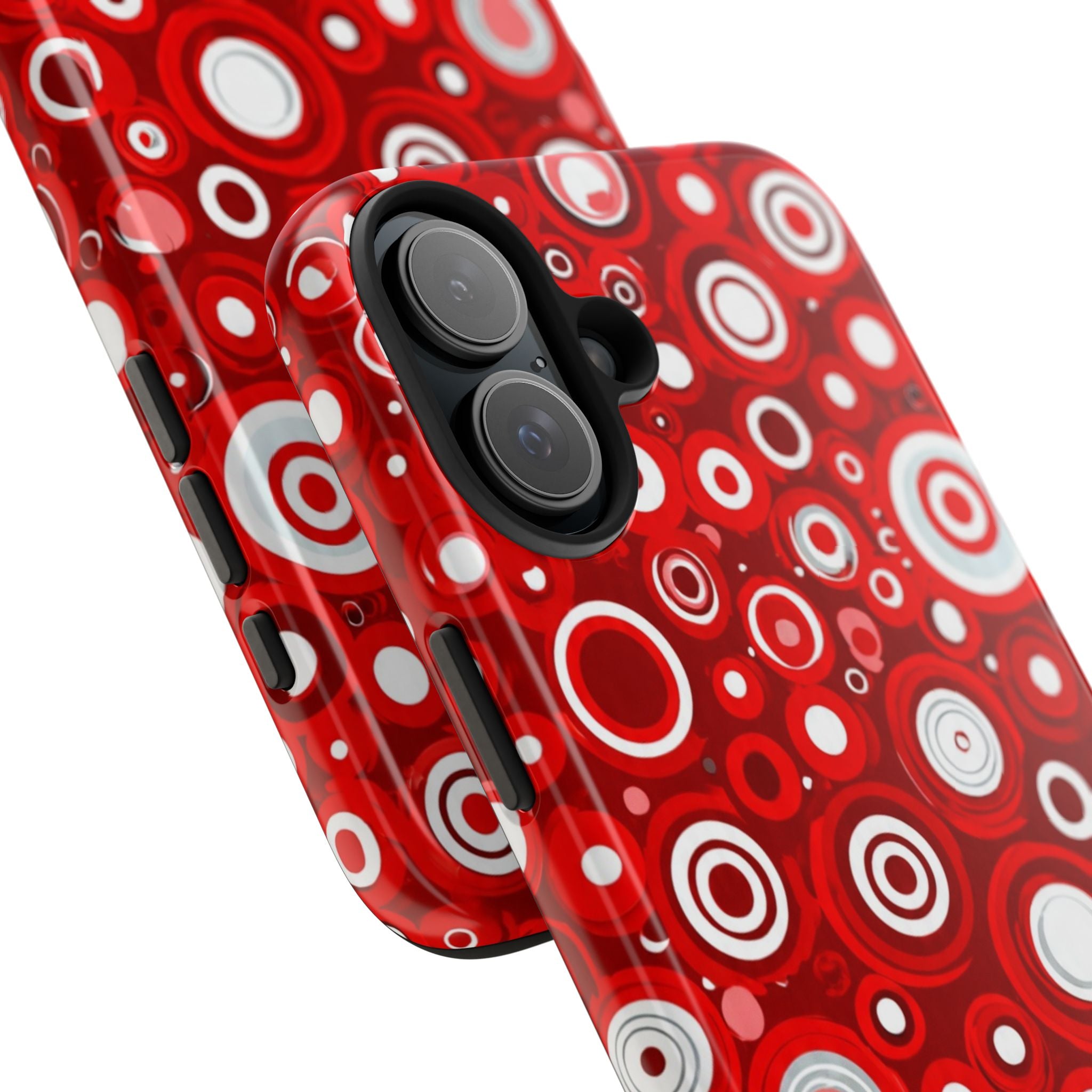 Red Retro Circles Tough Phone Case — Durable Shockproof Protective Cover