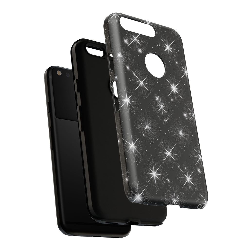Galaxy Sparkle Tough Phone Case — Black Starfield Protective Cover